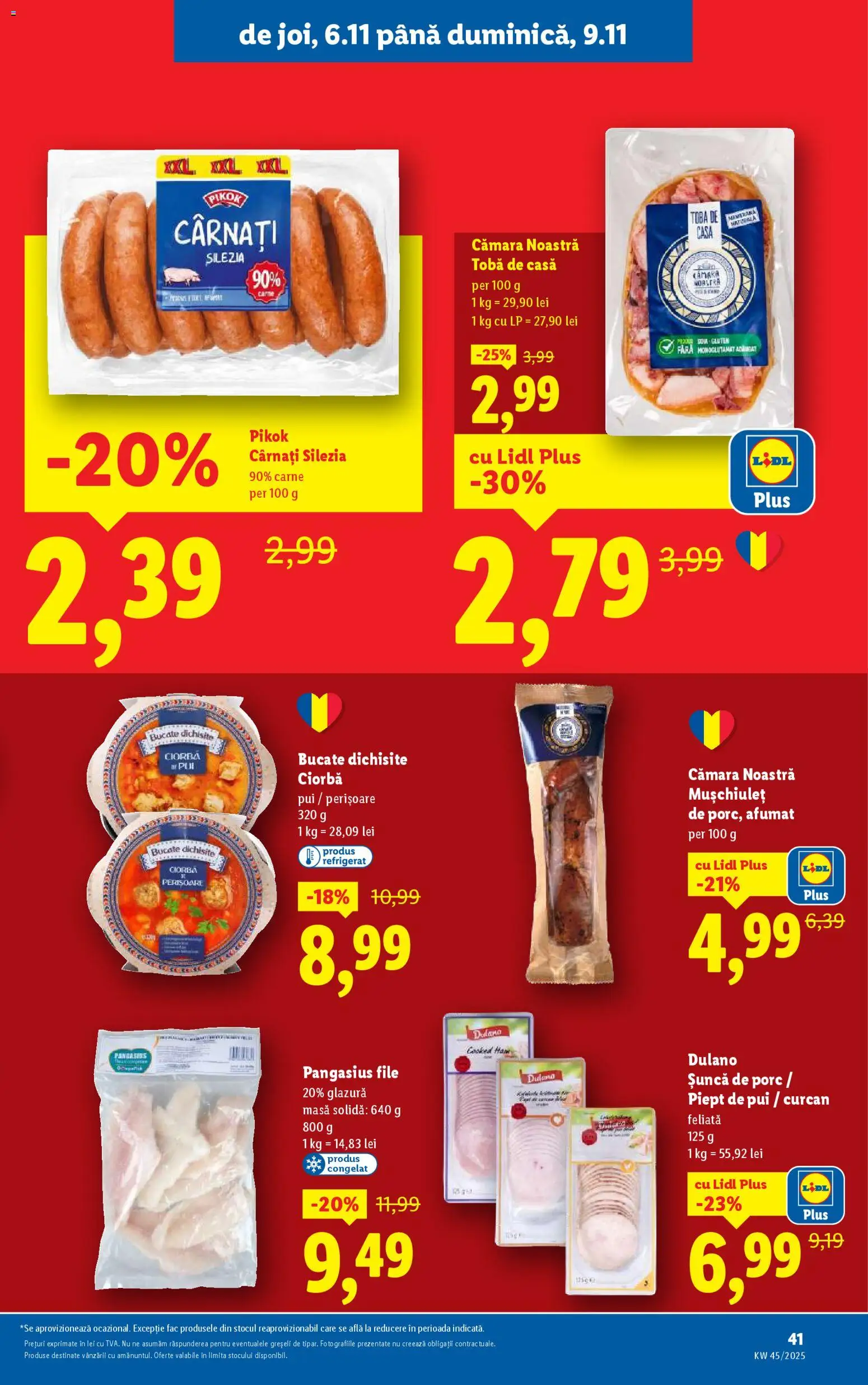 Noul catalog Lidl – valabil de la 03.11.2025 | Pagină: 41 | Produse: Masă, Hacıyatmaz Kedi Oyuncağı, Șuncă, Esmer şeker
