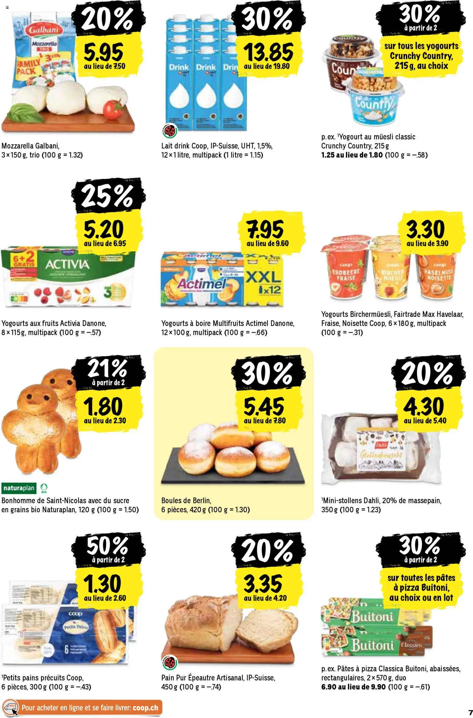 Coop - Les actions de la semaine – gültig ab 20.11.2025 | Seite: 7 | Produkte: Actimel, Donuts, Pizza