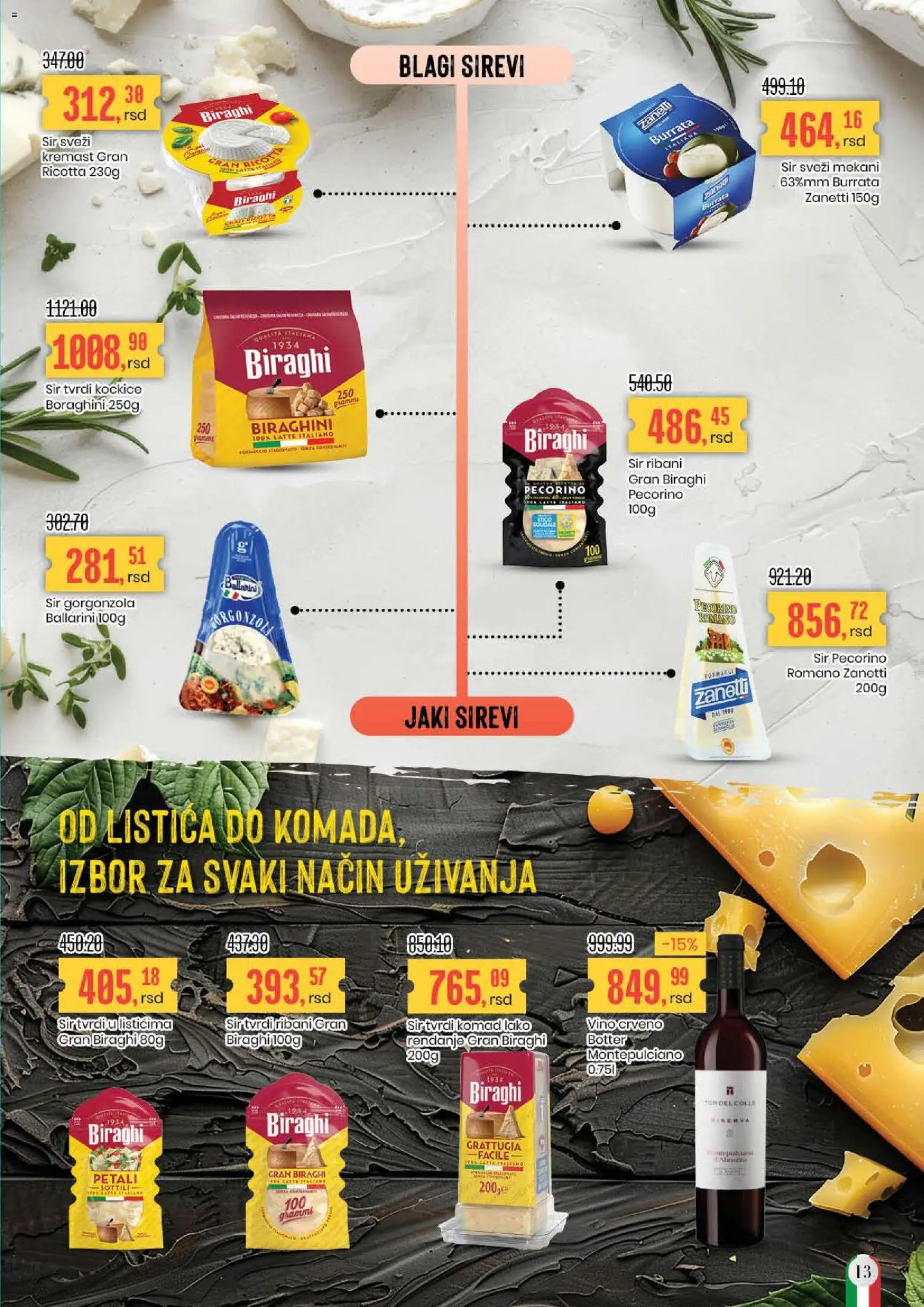 Aroma Market katalog - važi od 17.11.2025 | Strana: 13 | Proizvode: Burrata, Sir, Vino