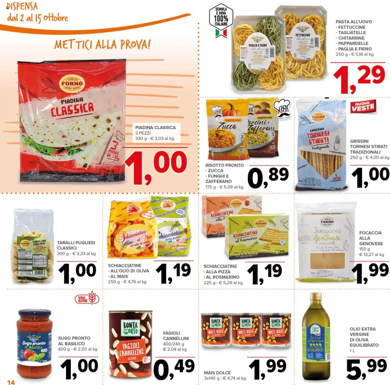 Volantino Todis del 02.10.2025 | Pagina: 14 | Prodotti: Pizza, Funghi, Mais, Forno