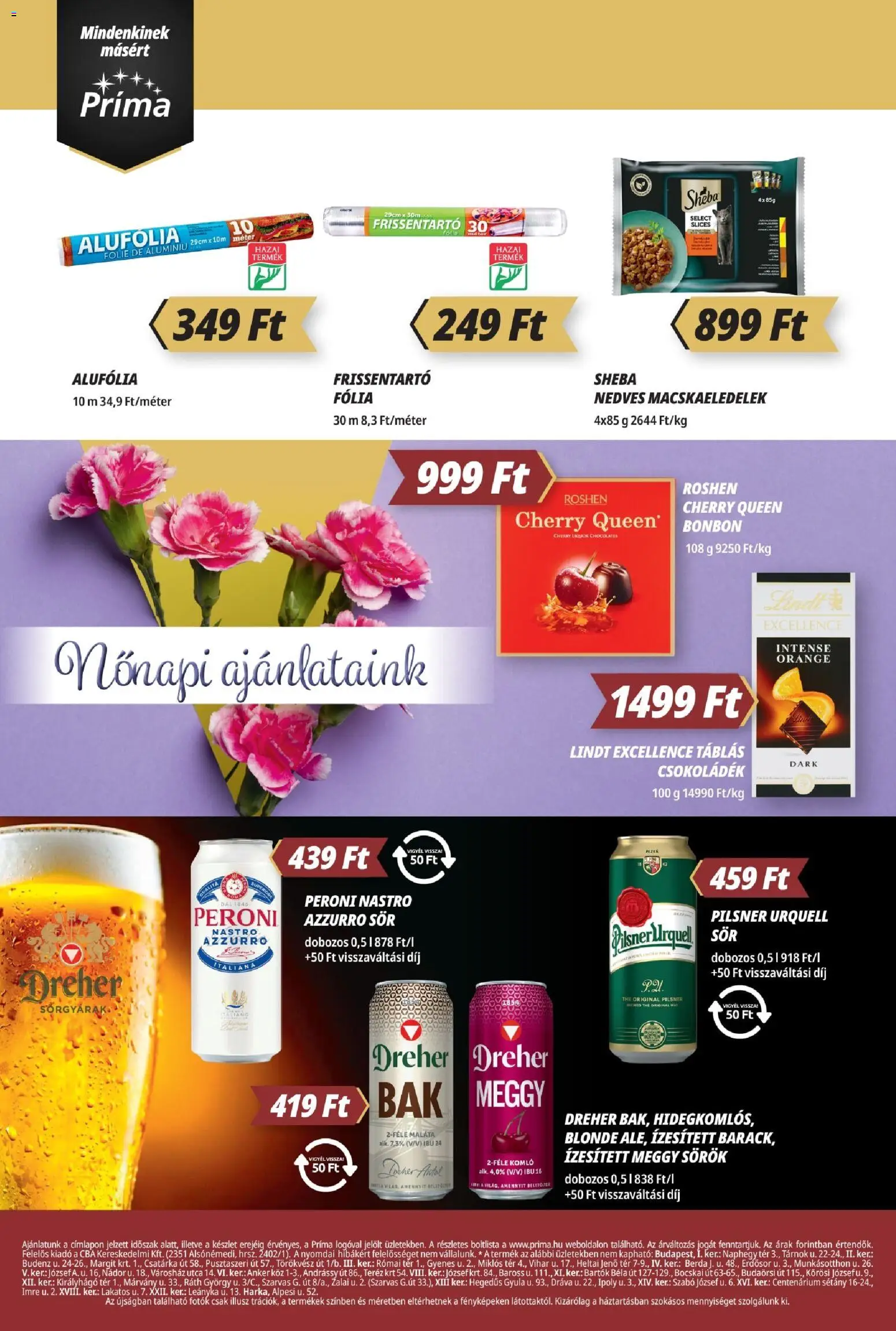 CBA Príma akciós ujság - amely érvényes a következő dátumtól: 19.02.2026 | Oldal: 8 | Termékek: Pilsner urquell, Meggy, Sör