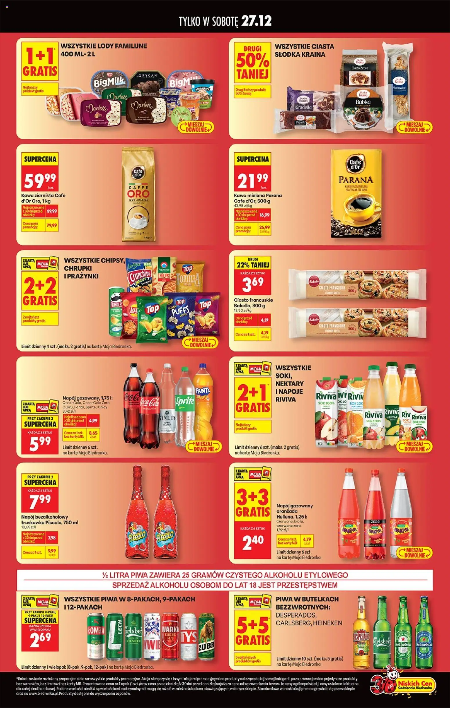 Biedronka gazetka - Najtańsza sobota od 27.12.2025 | Strona: 3 | Produkty: Chrupki, Soki, Pringles, Heineken