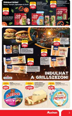 Auchan akciós ujság - amely érvényes a következő dátumtól: 17.07.2025 | Oldal: 3 | Termékek: Hot dog, Rozskenyér, Gouda, Camembert