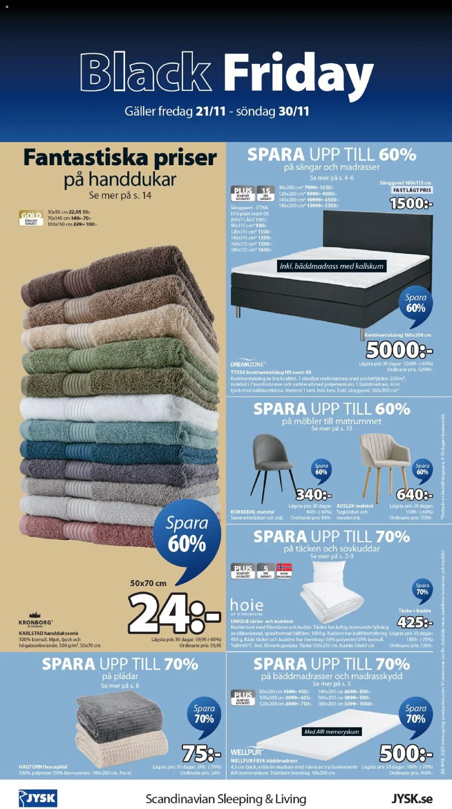 JYSK reklamblad aktuell från 21.11.2025 | Sida: 16 | Produkter: Bäddmadrass, Täcke, Madrass, Kudde