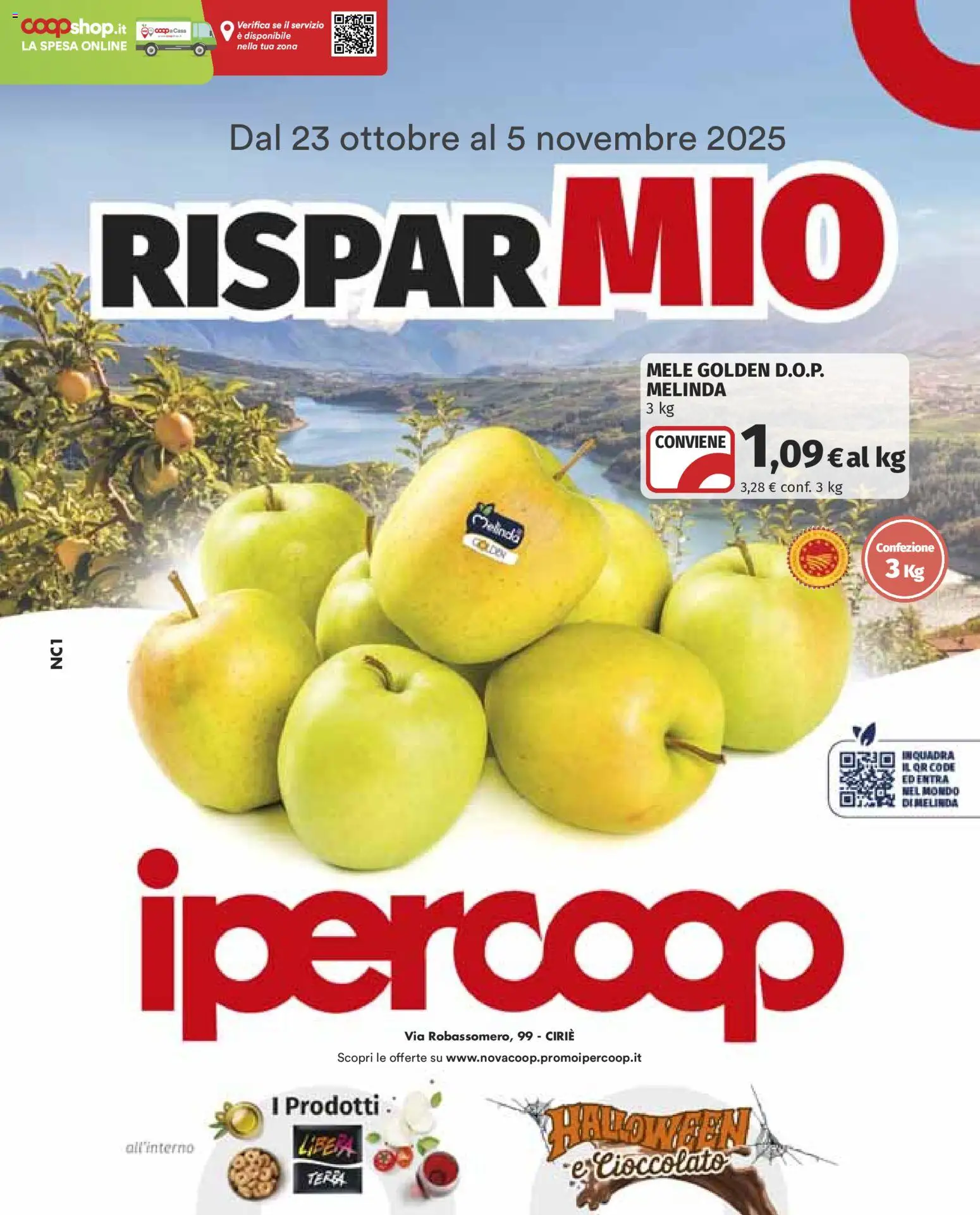 Volantino Ipercoop del 23.10.2025 | Pagina: 1 | Prodotti: Cioccolato, Mele