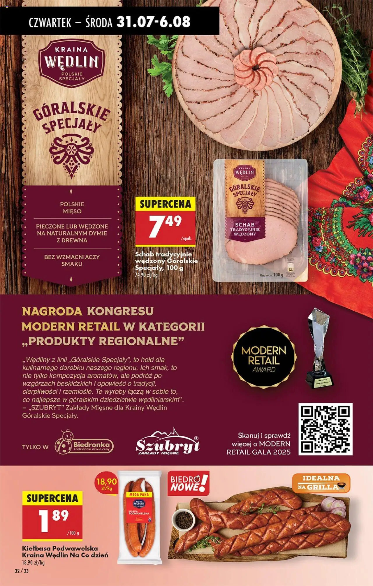Biedronka gazetka - Oferta W tym tygodniu od 31.07.2025 | Strona: 44 | Produkty: Kiełbasa, Mięso, Kiełbasa podwawelska, Wędliny