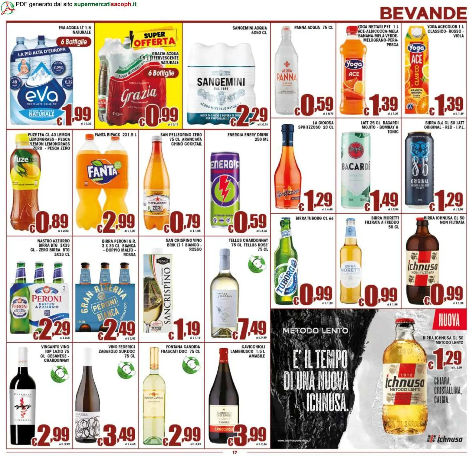 Volantino Sacoph del 07.04.2026 | Pagina: 17 | Prodotti: Acqua Panna, Acqua, Pesca, Birra Moretti