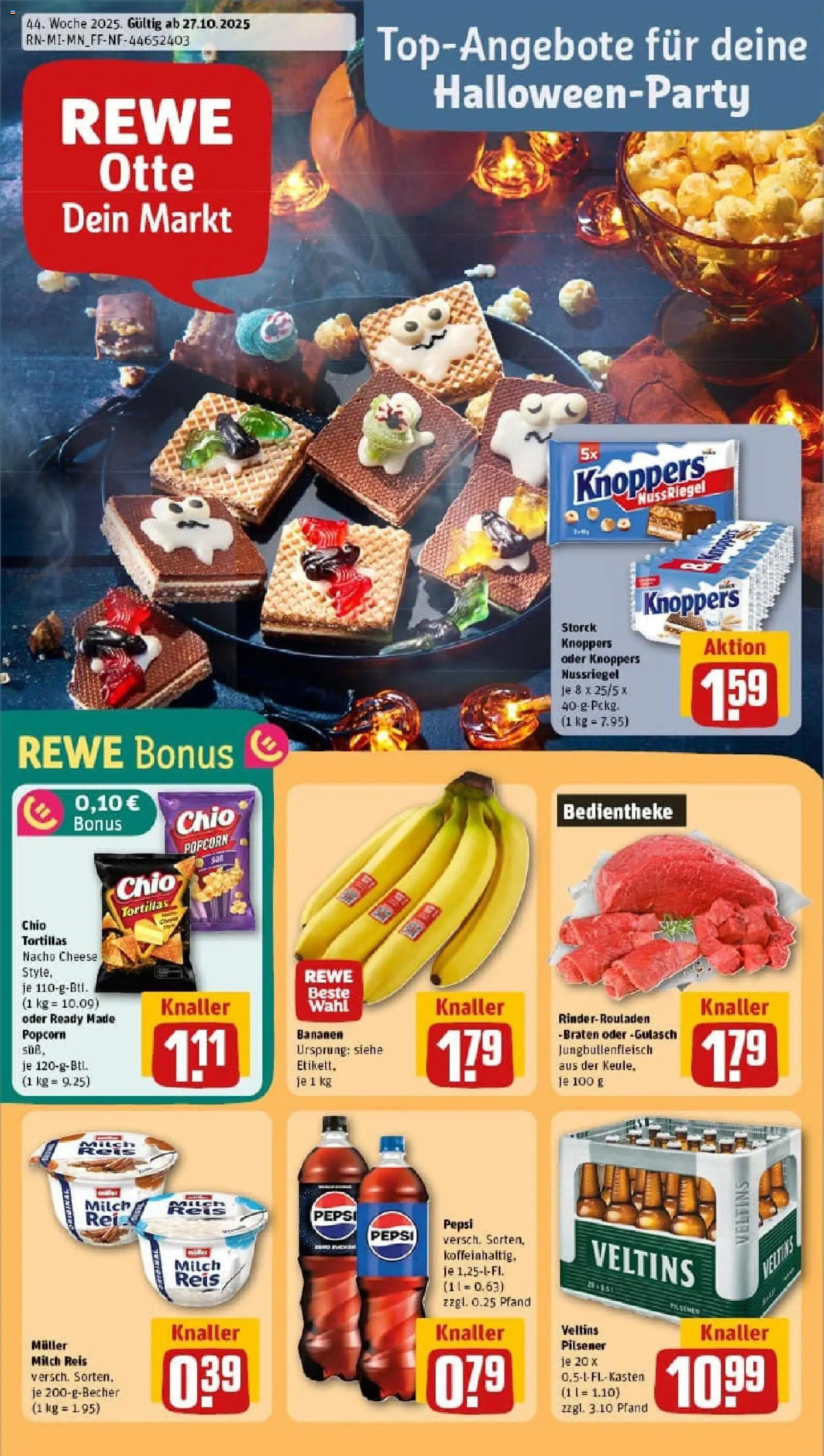 Rewe prospekt Kassel / Nord-Holland	 – gültig ab 26.10.2025 | Seite: 1 | Produkte: Rinderrouladen, Bananen, Reis, Chips