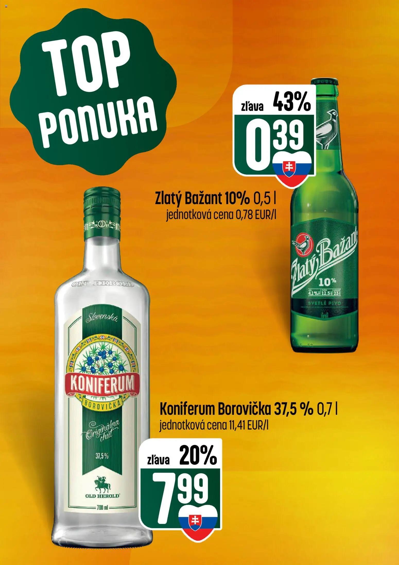 Nové COOP Jednota akcie – leták je platný od 12.02.2026 | Strana: 5 | Produkty: Pivo, Borovička, Koniferum, Zlatý Bažant