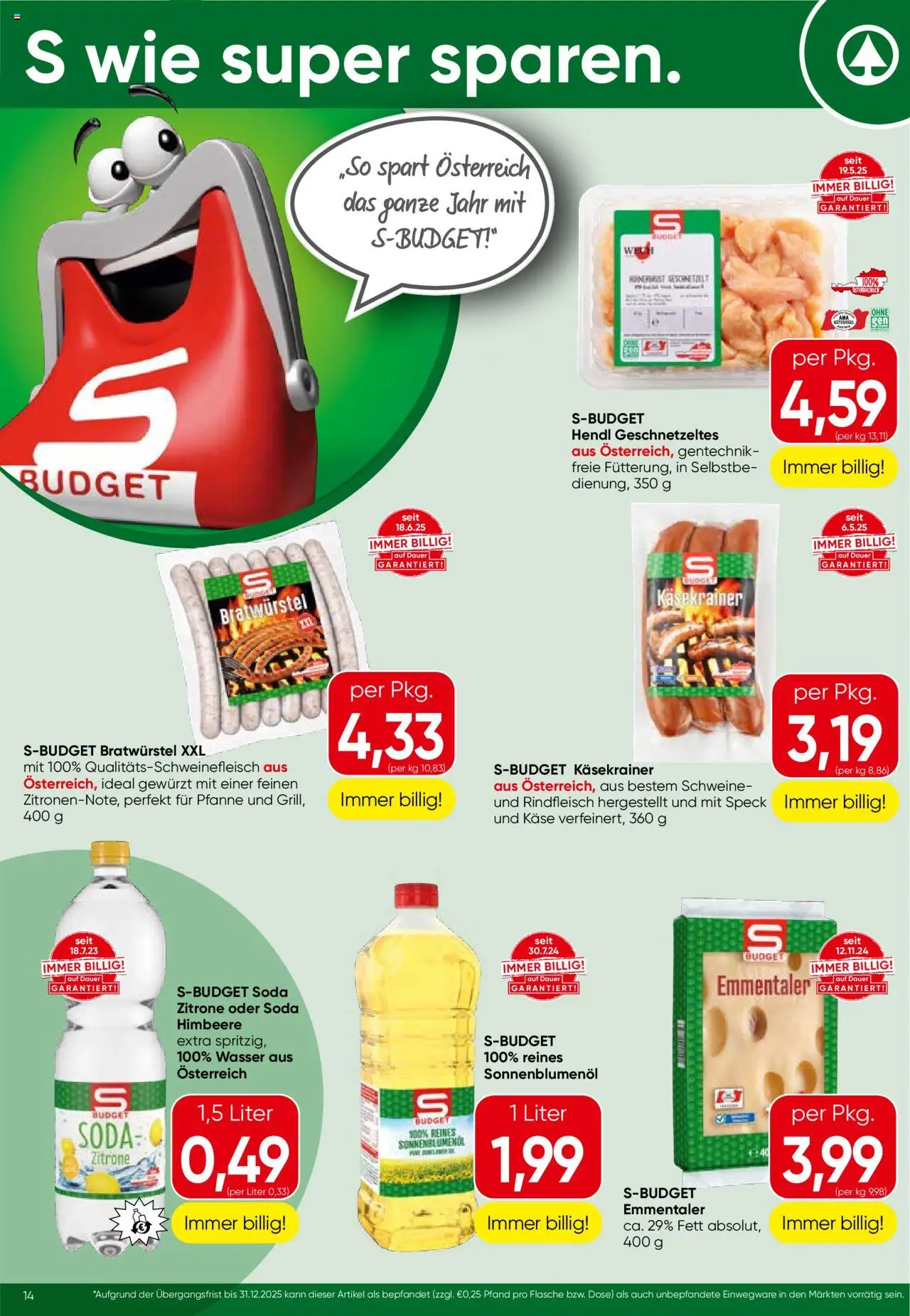 Spar Flugblatt - Burgenland gültig ab 24.07.2025 | Seite: 14 | Produkte: Wasser, Zitrone, Himbeere, Rindfleisch