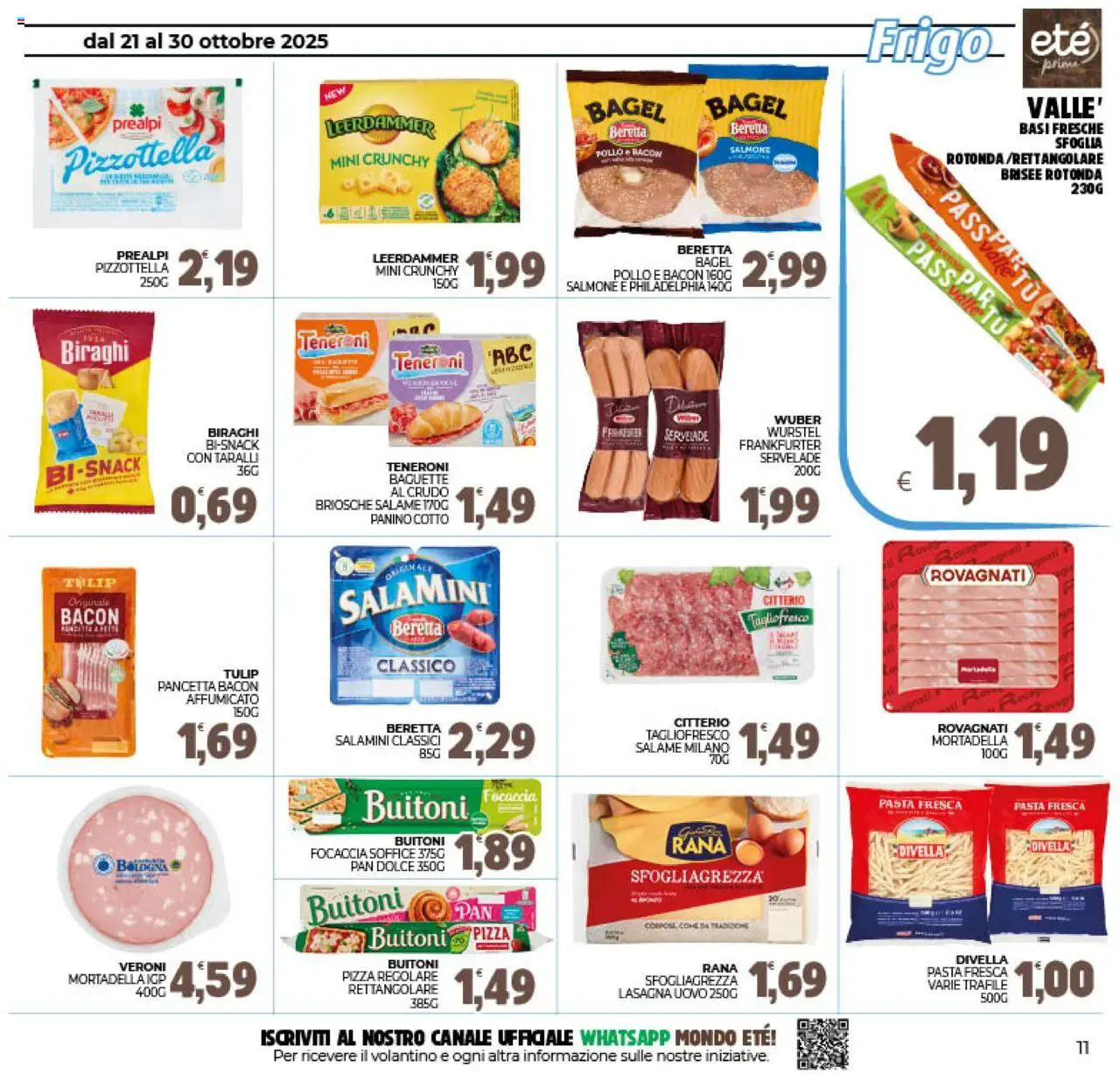 Volantino Eté del 21.10.2025 | Pagina: 11 | Prodotti: Pizza, Focaccia, Lasagna, Mortadella