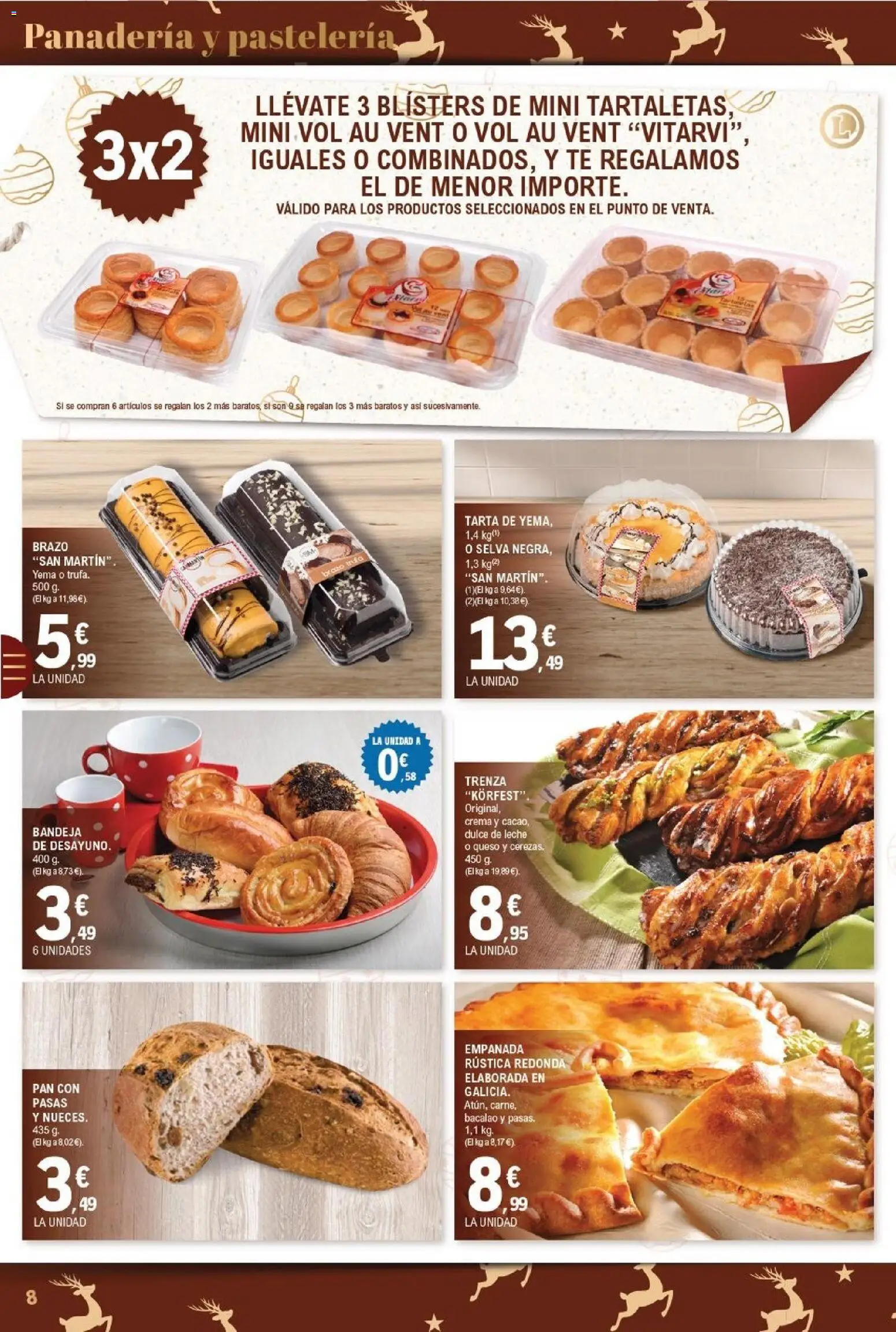 E.Leclerc folleto │ válido desde el 15.12.2025 | Página: 8 | Productos: Leche, Pan, Té, Panadería