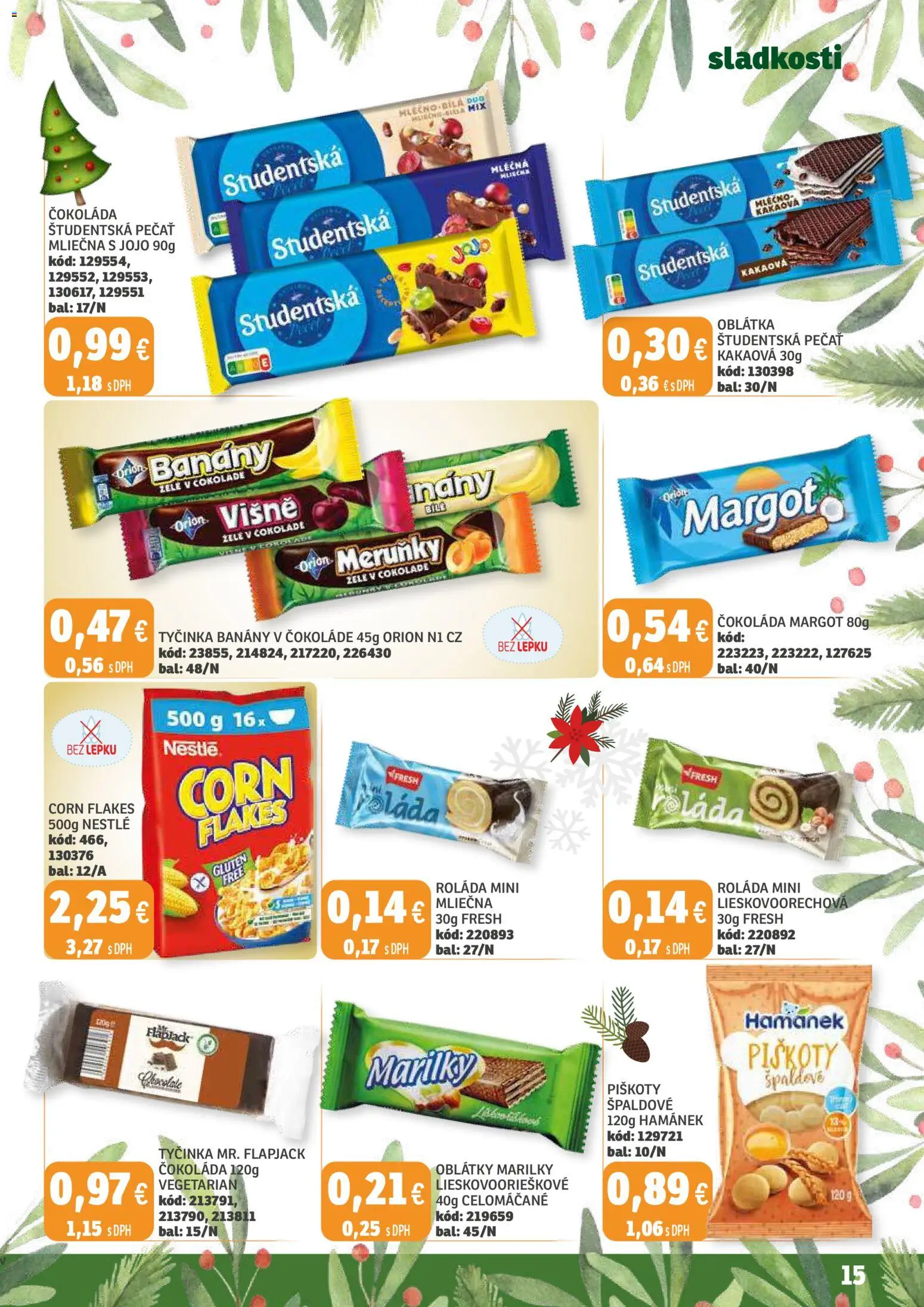 Nové Labaš akcie – leták je platný od 28.11.2025 | Strana: 15 | Produkty: Banány v čokoláde, Banány, Študentská pečať, Višne