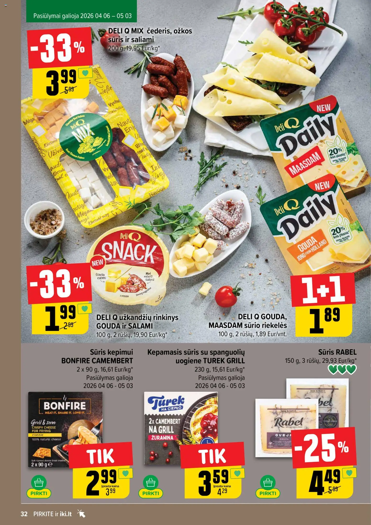 IKI akcijos nuo 20.04.2026 | Puslapis: 32 | Prekių: Sūris