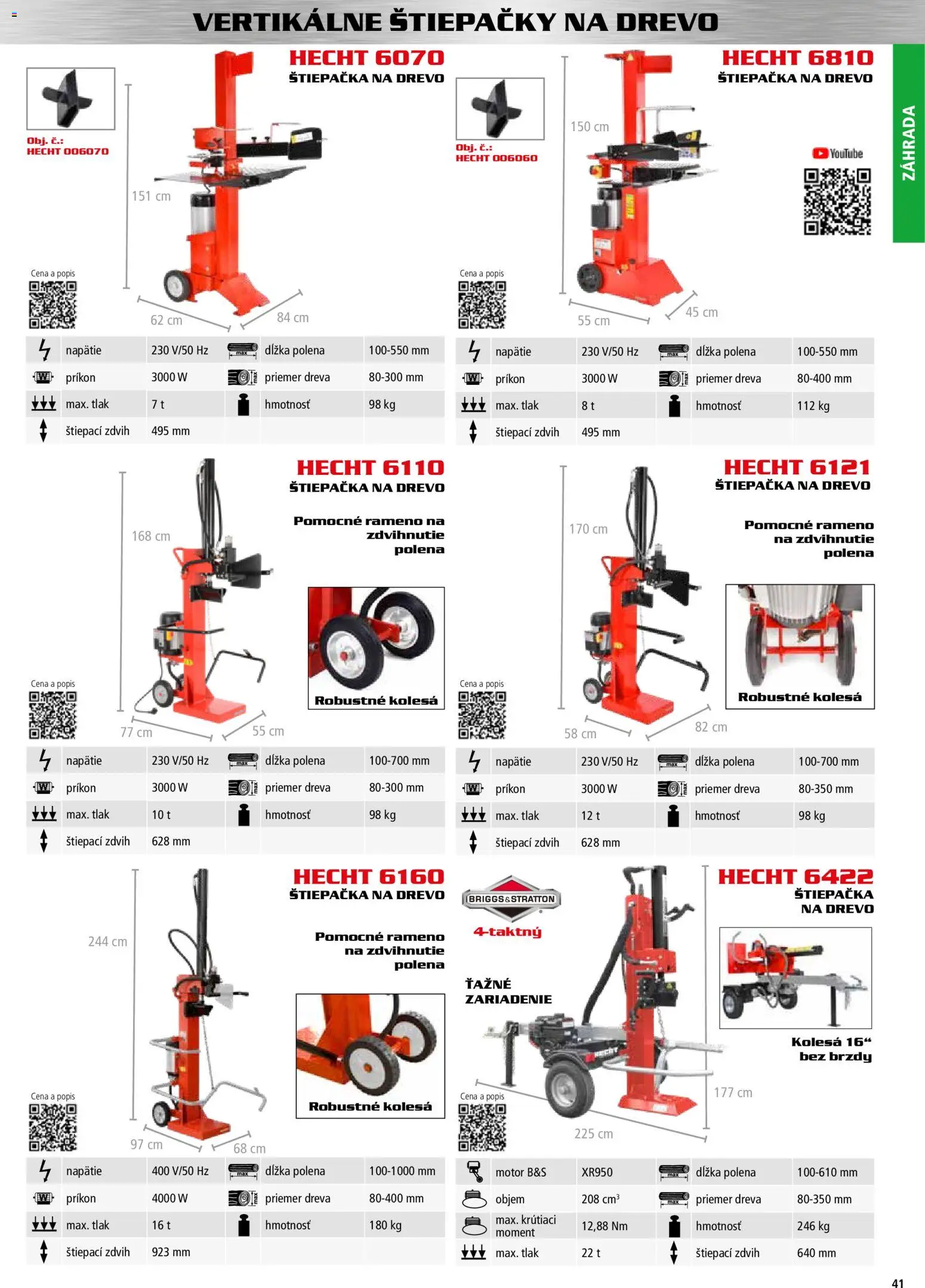 Nové Hecht akcie – leták je platný od 30.10.2025 | Strana: 41 | Produkty: Štiepačka na drevo, Štiepačka