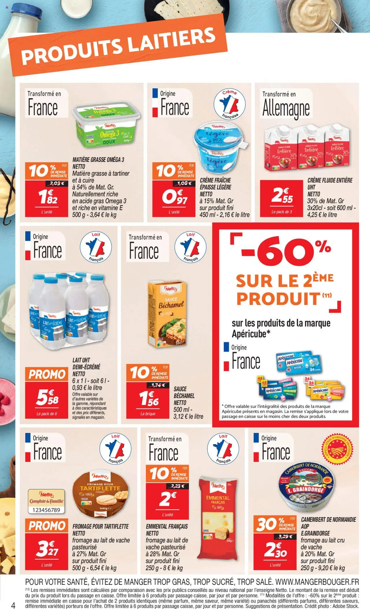{H1} | Page: 4 | Produits: Emmental, Tartiflette, Lait, Crème fraiche