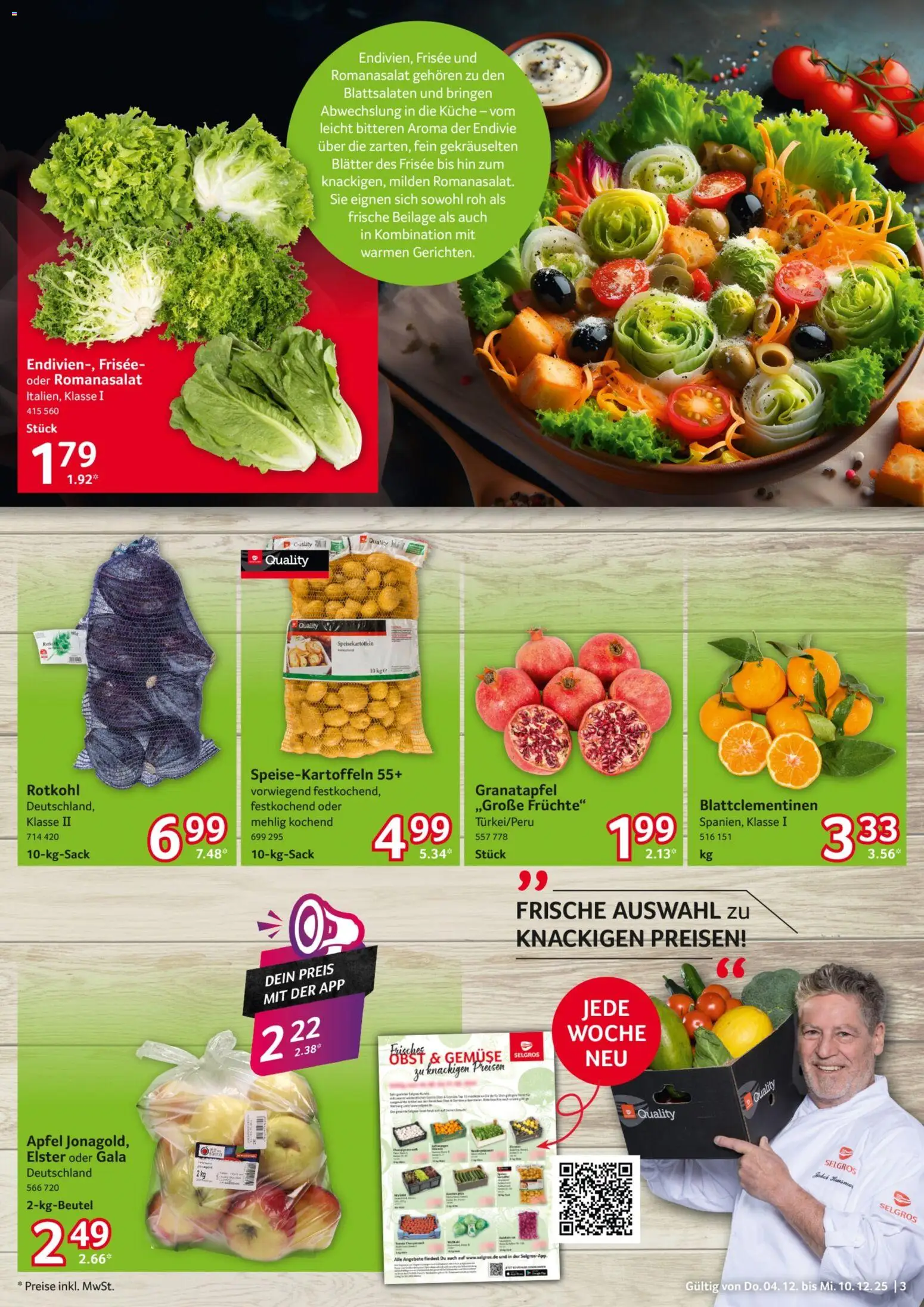Selgros Prospekt 	 – gültig ab 04.12.2025 | Seite: 3 | Produkte: Granatapfel, Küche, Äpfel, Gemüse