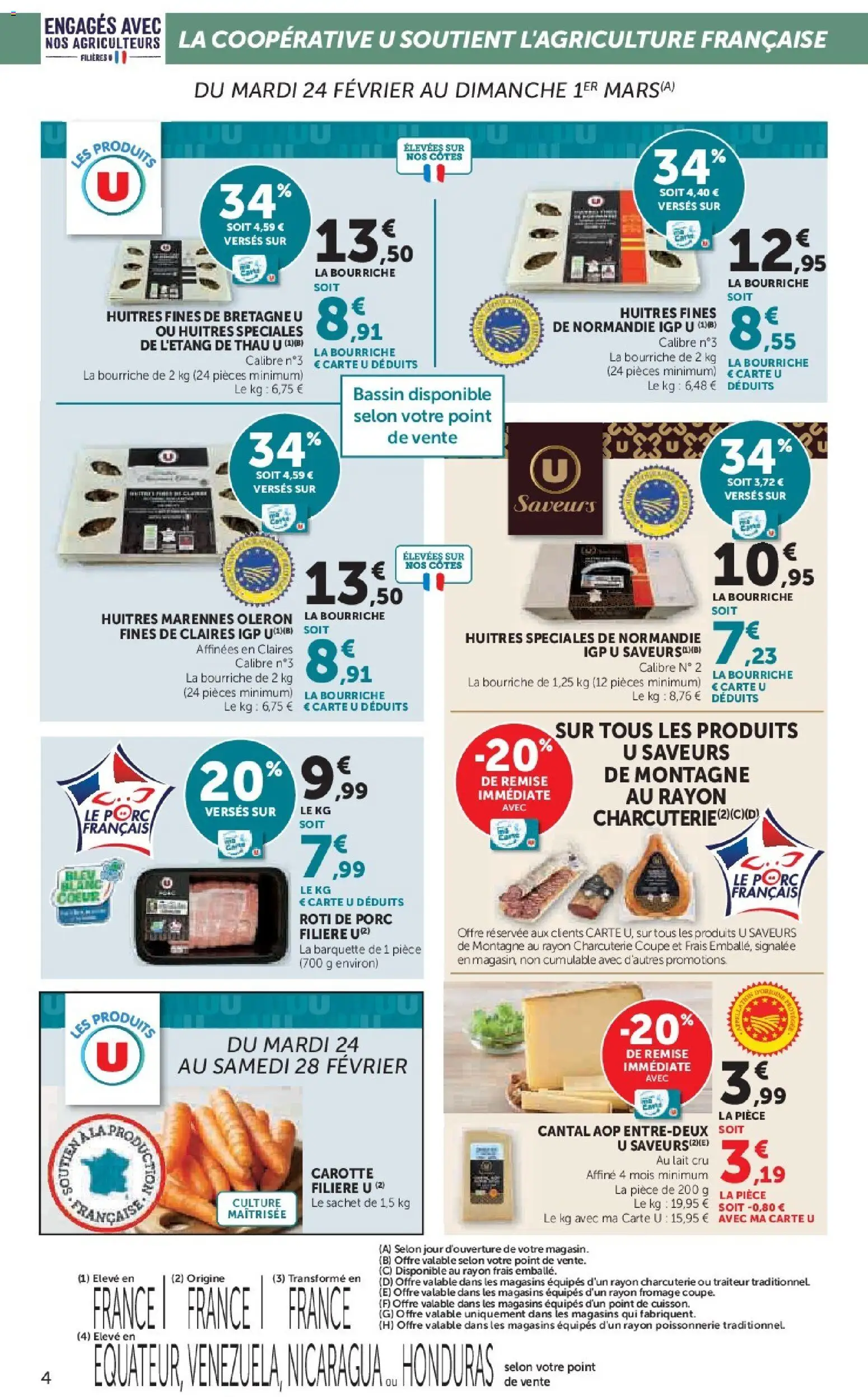 {H1} | Page: 4 | Produits: Poissonnerie, Huîtres fines, Porc, Carotte