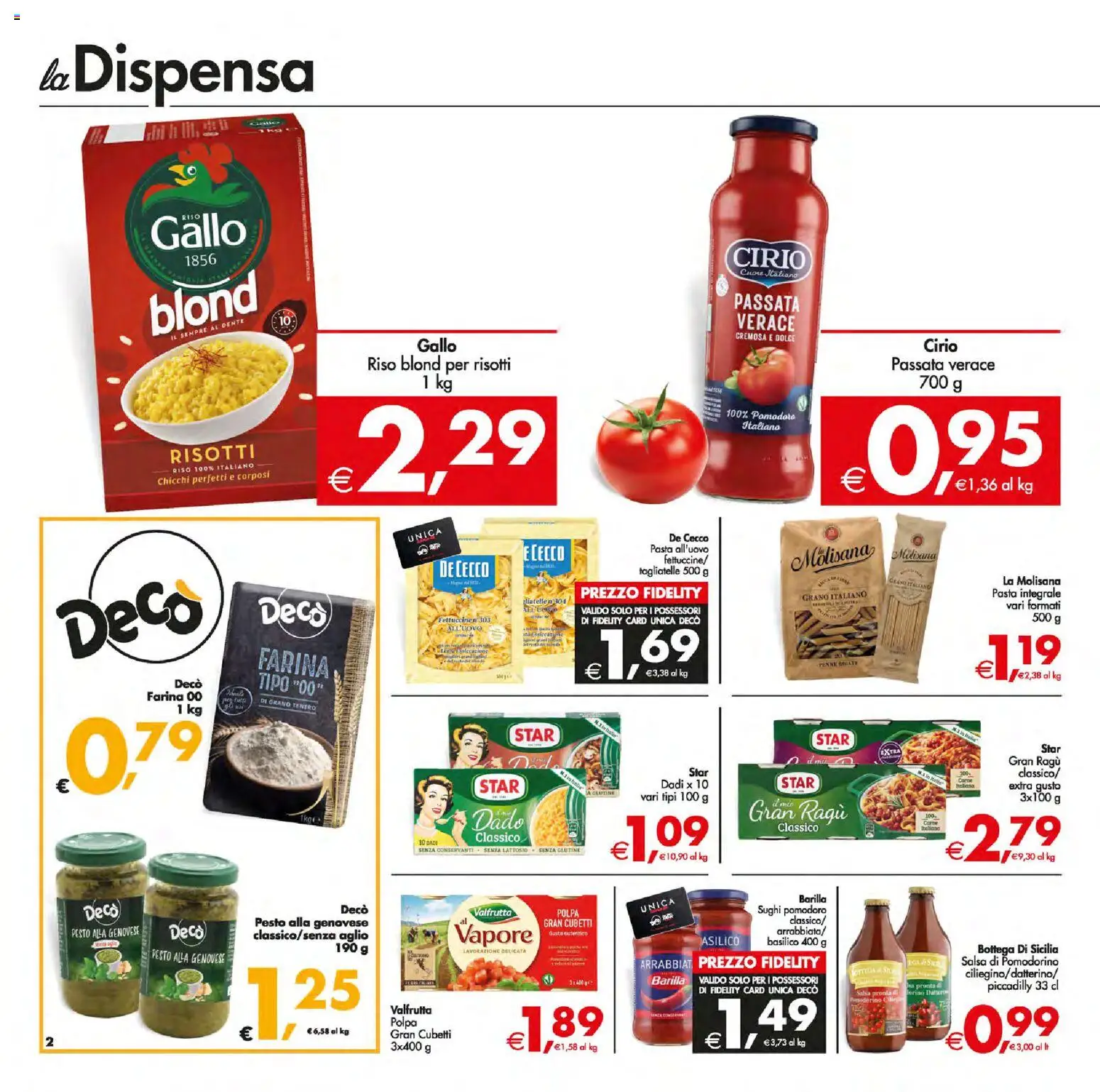 Volantino Decò del 05.01.2026 | Pagina: 2 | Prodotti: Riso, Tagliatelle, Salsa, Pasta