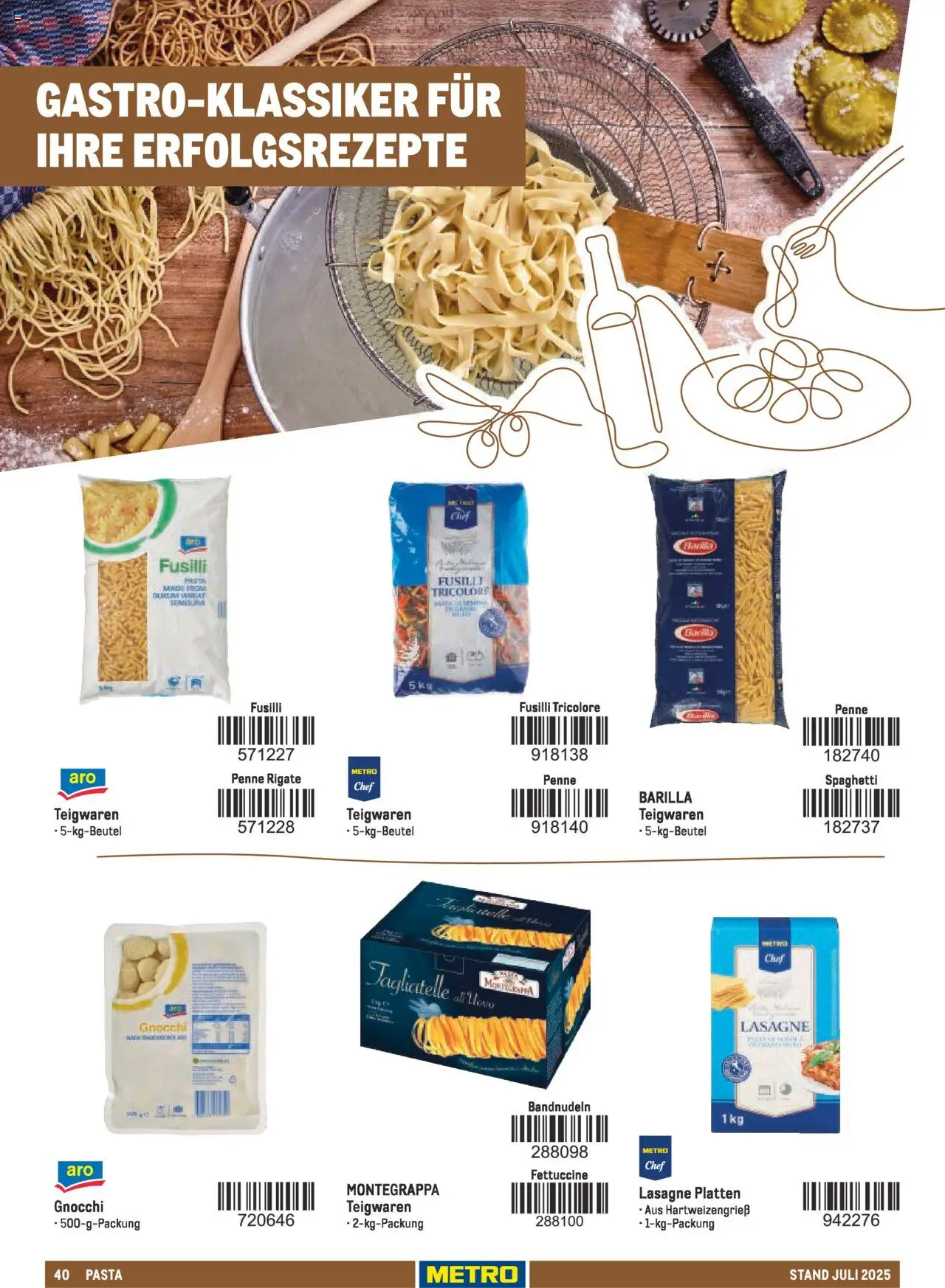 Metro - Sortimentskatalog Lieferservice – gültig ab 31.07.2025 | Seite: 40 | Produkte: Barilla, Pasta