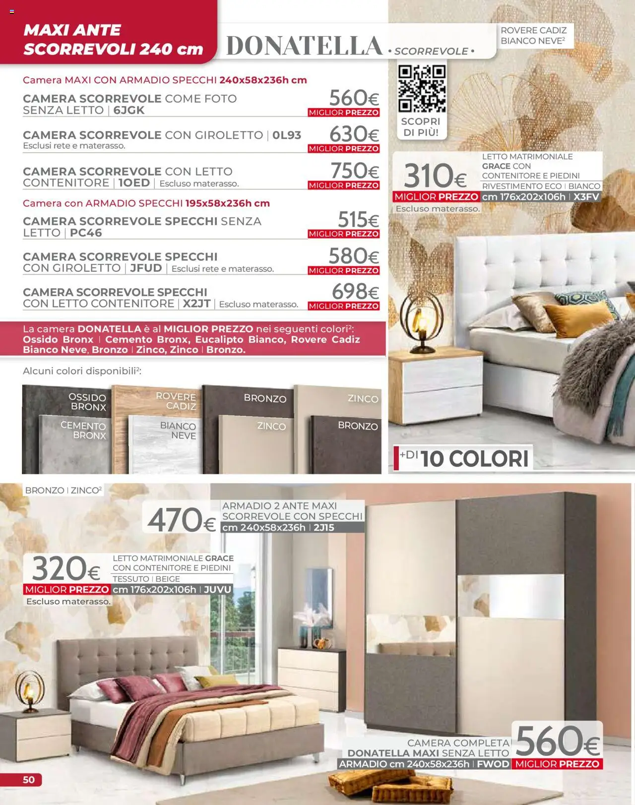 Volantino Mondo Convenienza del 09.09.2025 | Pagina: 52 | Prodotti: Letto matrimoniale, Letto contenitore, Materasso, Armadio
