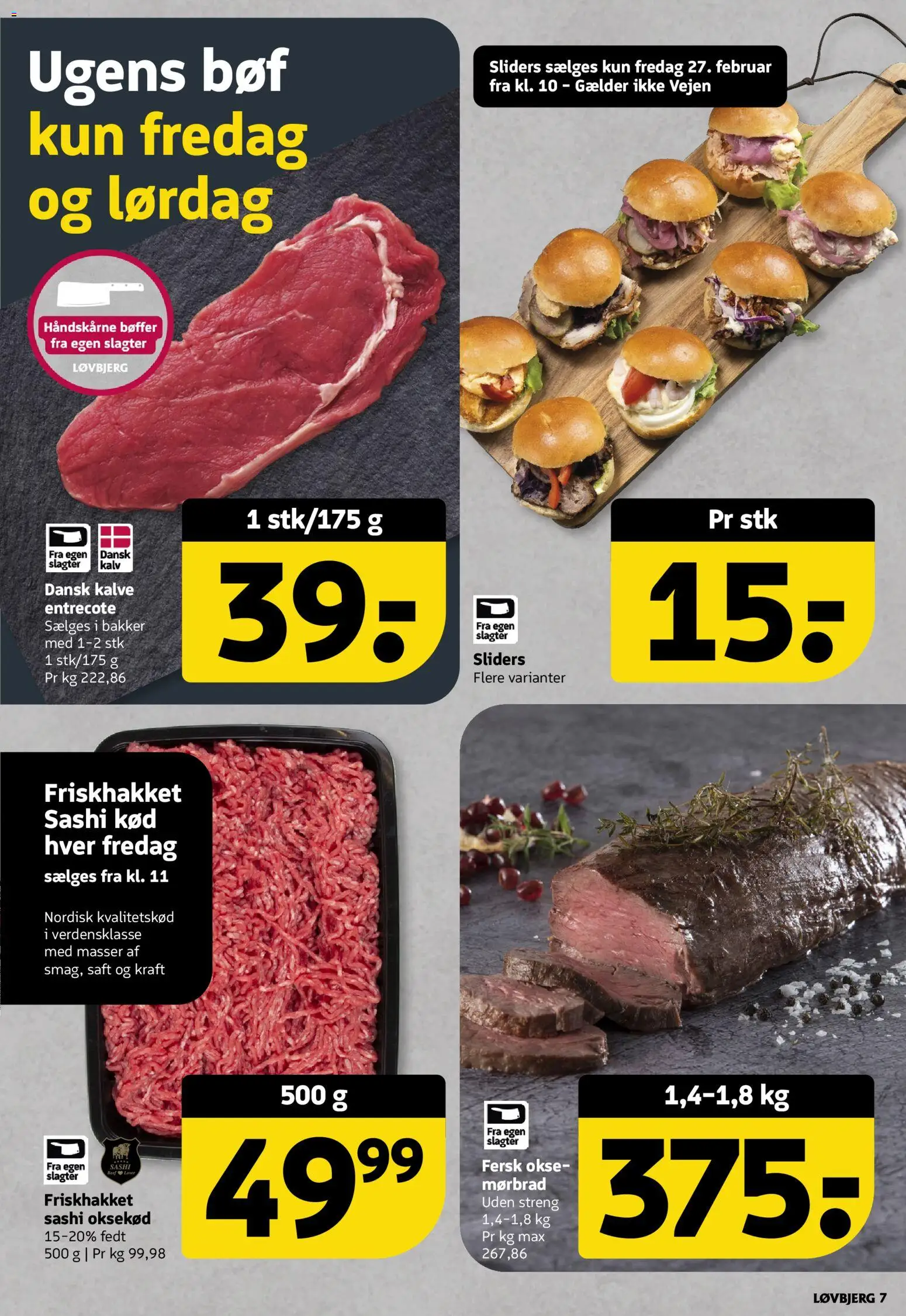 Løvbjerg tilbudsavis – gyldig fra 27.02.2026 | Side: 7 | Produkter: Bøffer, Oksekød, Entrecote