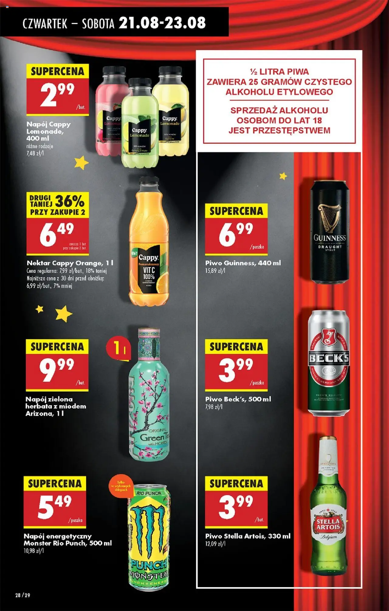 Biedronka gazetka - Oferta w tym tygodniu od 21.08.2025 | Strona: 32 | Produkty: Cytryny, Guinness, Piwo, Herbata