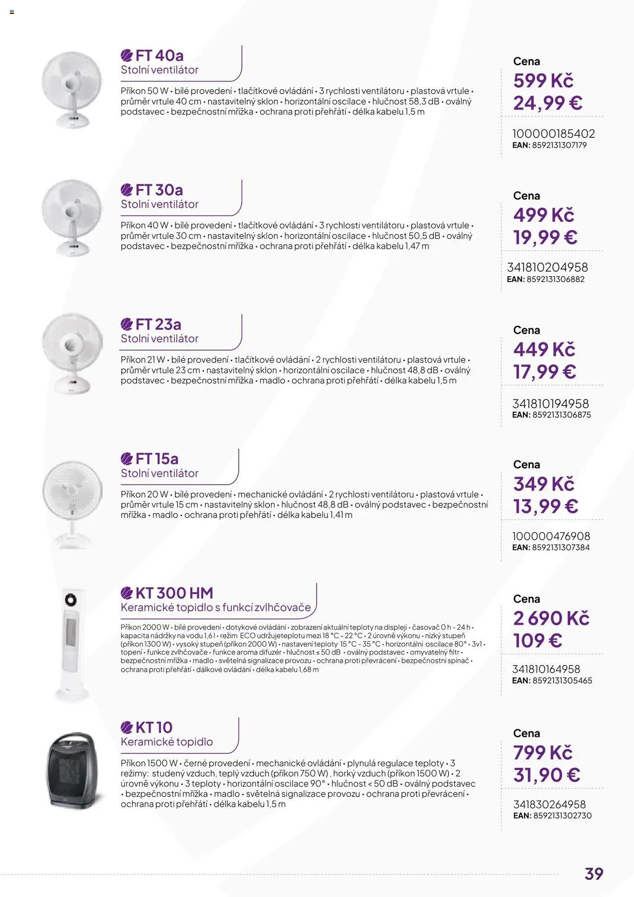 Expert elektro katalog - ECG - Malé domácí spotřebiče od 01.10.2024 | Strana: 39 | Produkty: Difuzér, Madlo, Ventilátor, Časovač