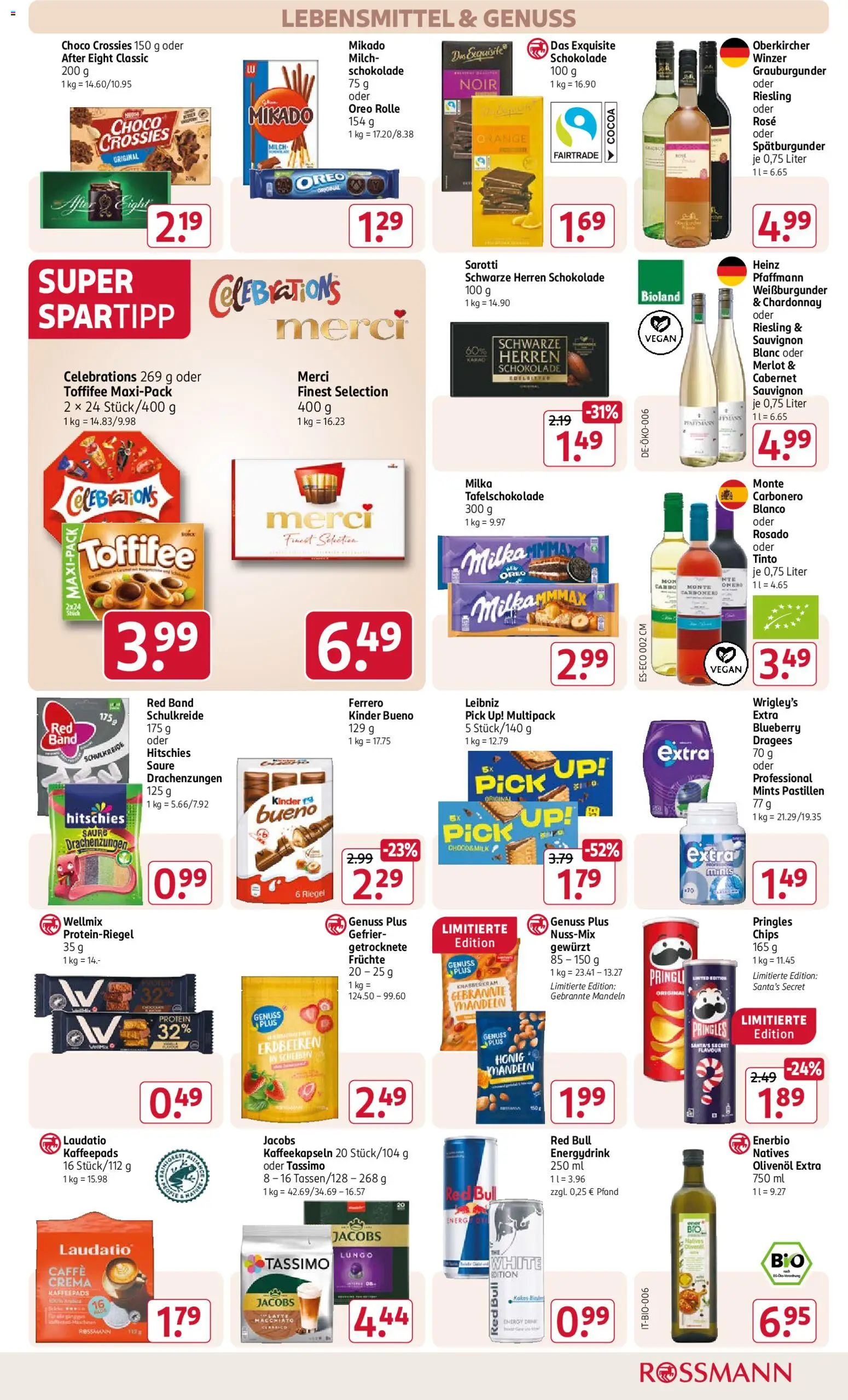 Rossmann Prospekt 	 – gültig ab 01.12.2025 | Seite: 15 | Produkte: Schokolade, Merlot, Pringles, Chips