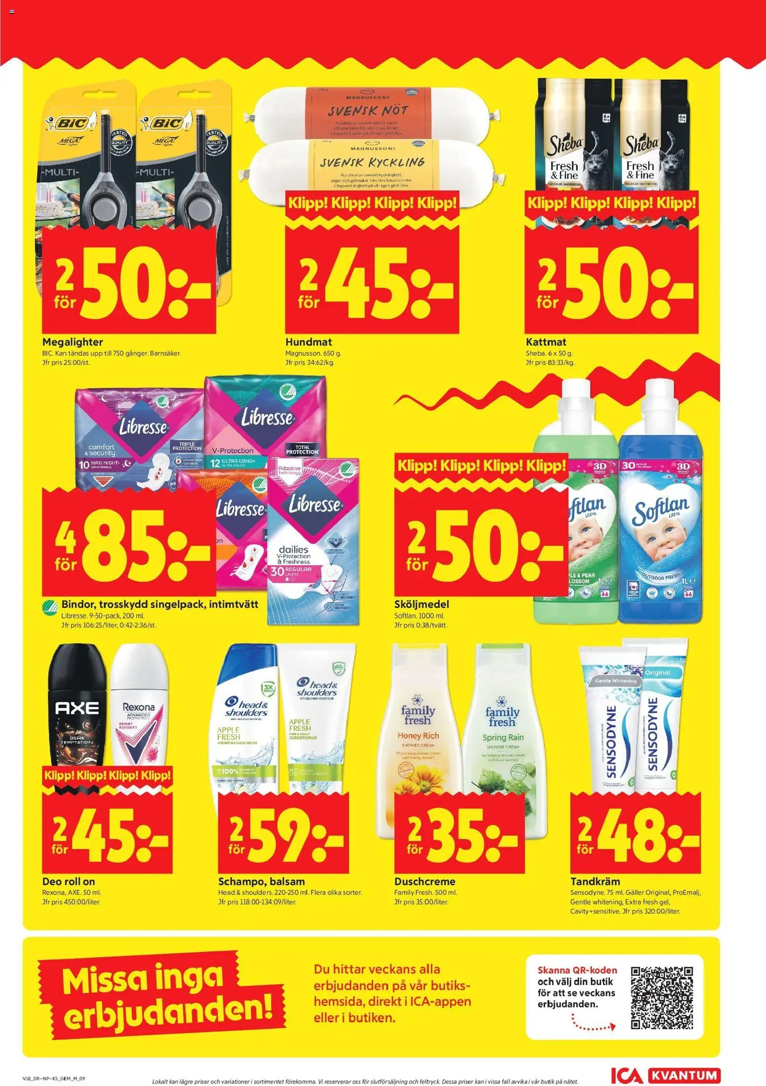 ICA Kvantum reklamblad aktuell från 27.04.2026 | Sida: 9 | Produkter: Trosskydd, Tandkräm, Sköljmedel, Vin