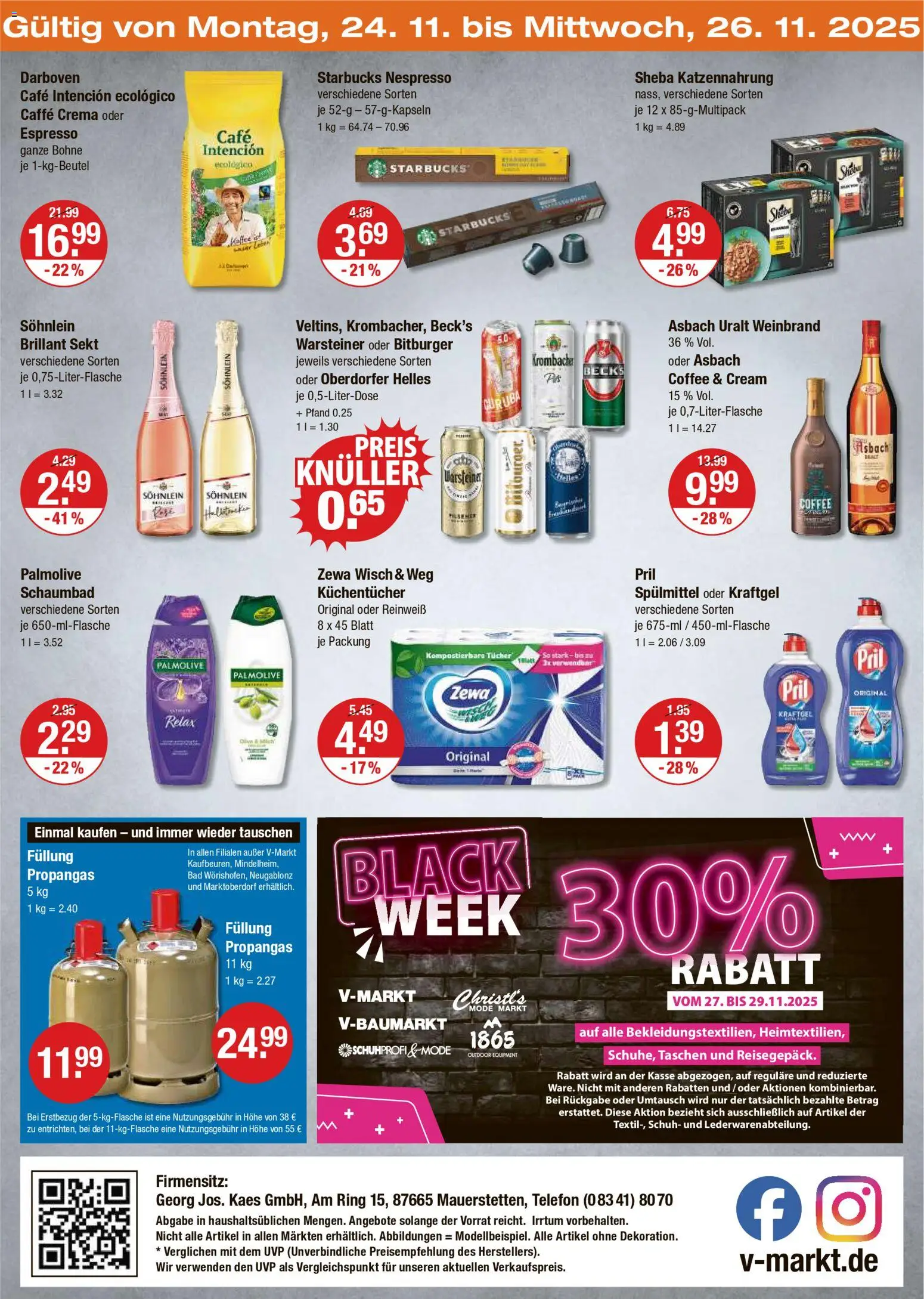 V-Markt - Schwaben / Oberbayern – gültig ab 20.11.2025 | Seite: 24 | Produkte: Sekt, Zewa, Warsteiner, Asbach