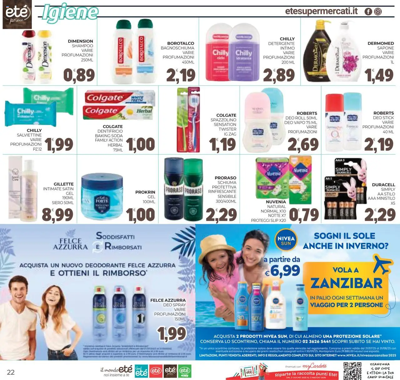 Volantino Eté del 05.08.2025 | Pagina: 22 | Prodotti: Shampoo, Detergente, Intimo, Slip