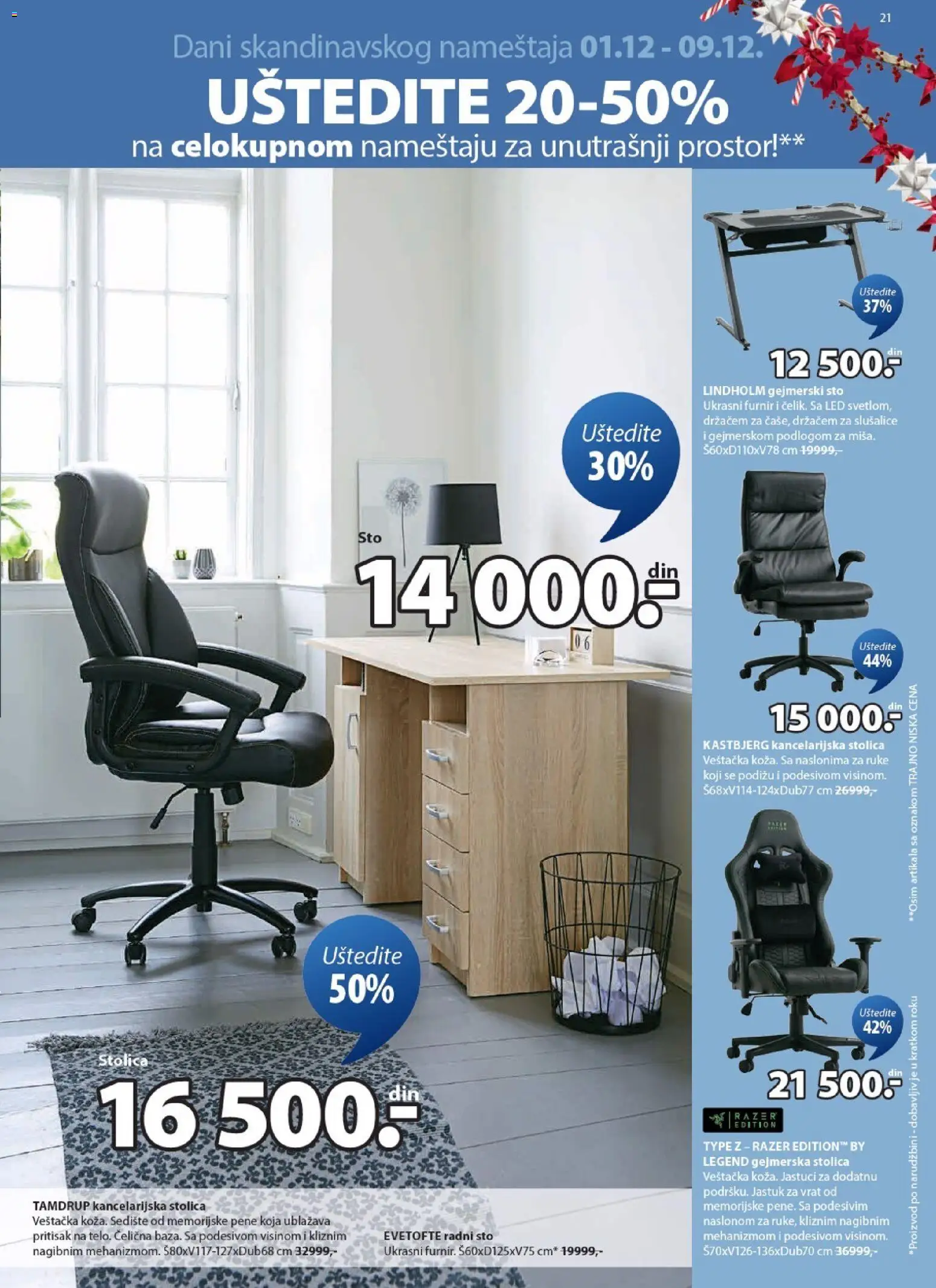 Jysk katalog - važi od 01.12.2025 | Strana: 21 | Proizvode: Stolica, Radni sto, Slušalice, Gejmerska stolica