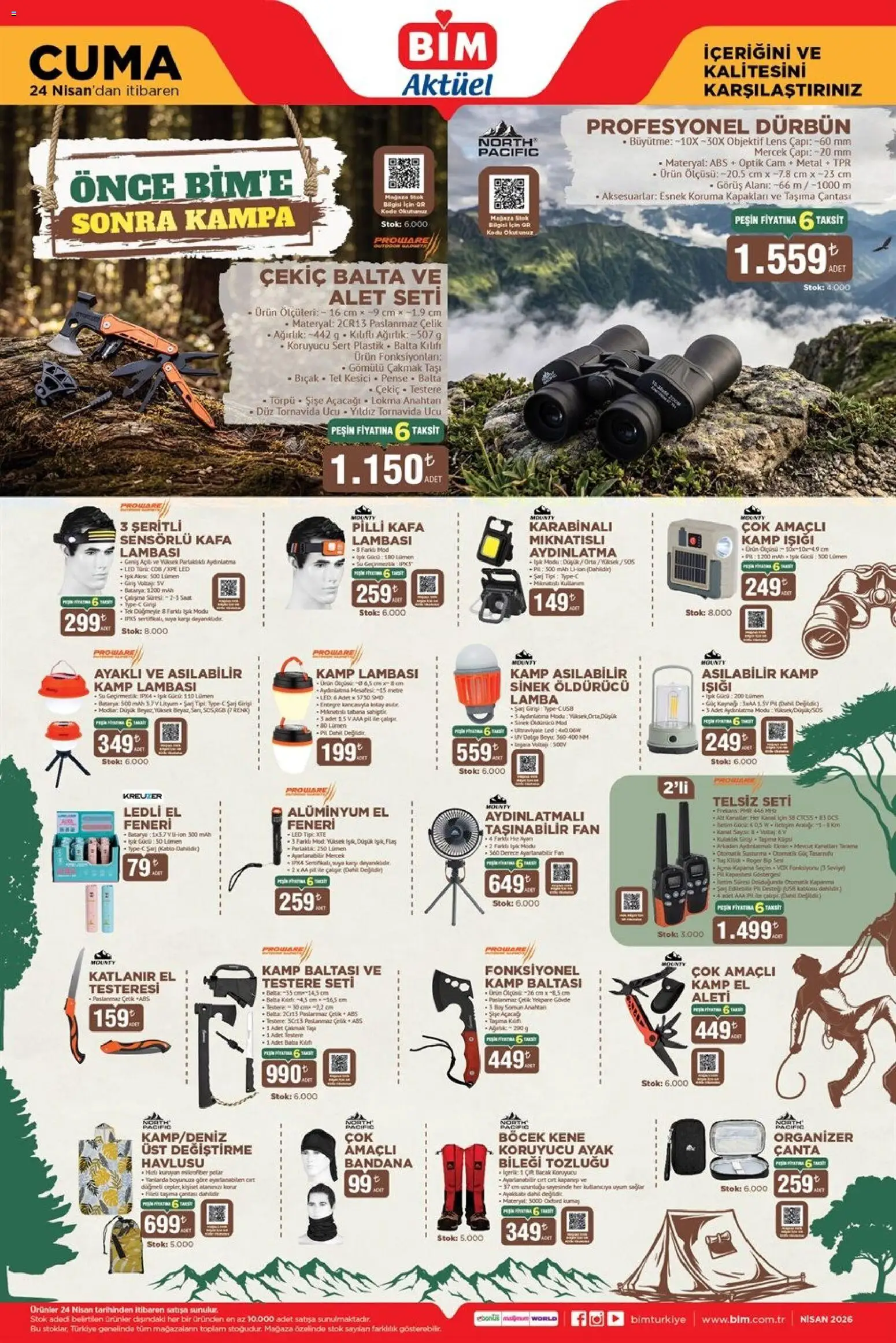 BİM - Katalog Cuma - 24.04.2026 tarihinden itibaren geçerlidir | Sayfa: 5 | Ürünler: Bandana, Somun, Saat, Kablo