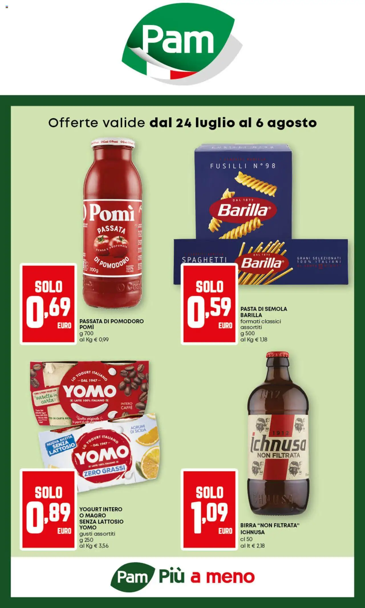 Volantino PAM del 24.07.2025 | Pagina: 1 | Prodotti: Yogurt, Caffè, Latte, Agrumi