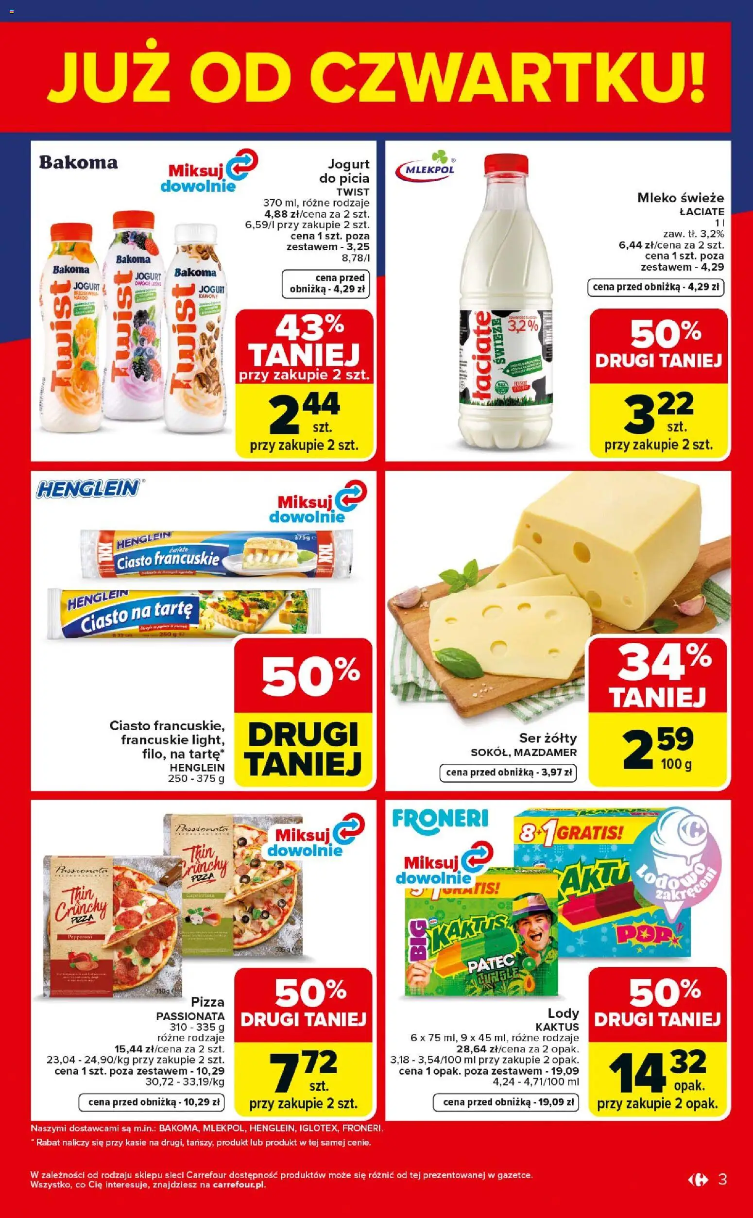 Carrefour gazetka - Weekend okazji od 23.04.2026 | Strona: 3 | Produkty: Mango, Ciasto na tartę, Lody, Owoce