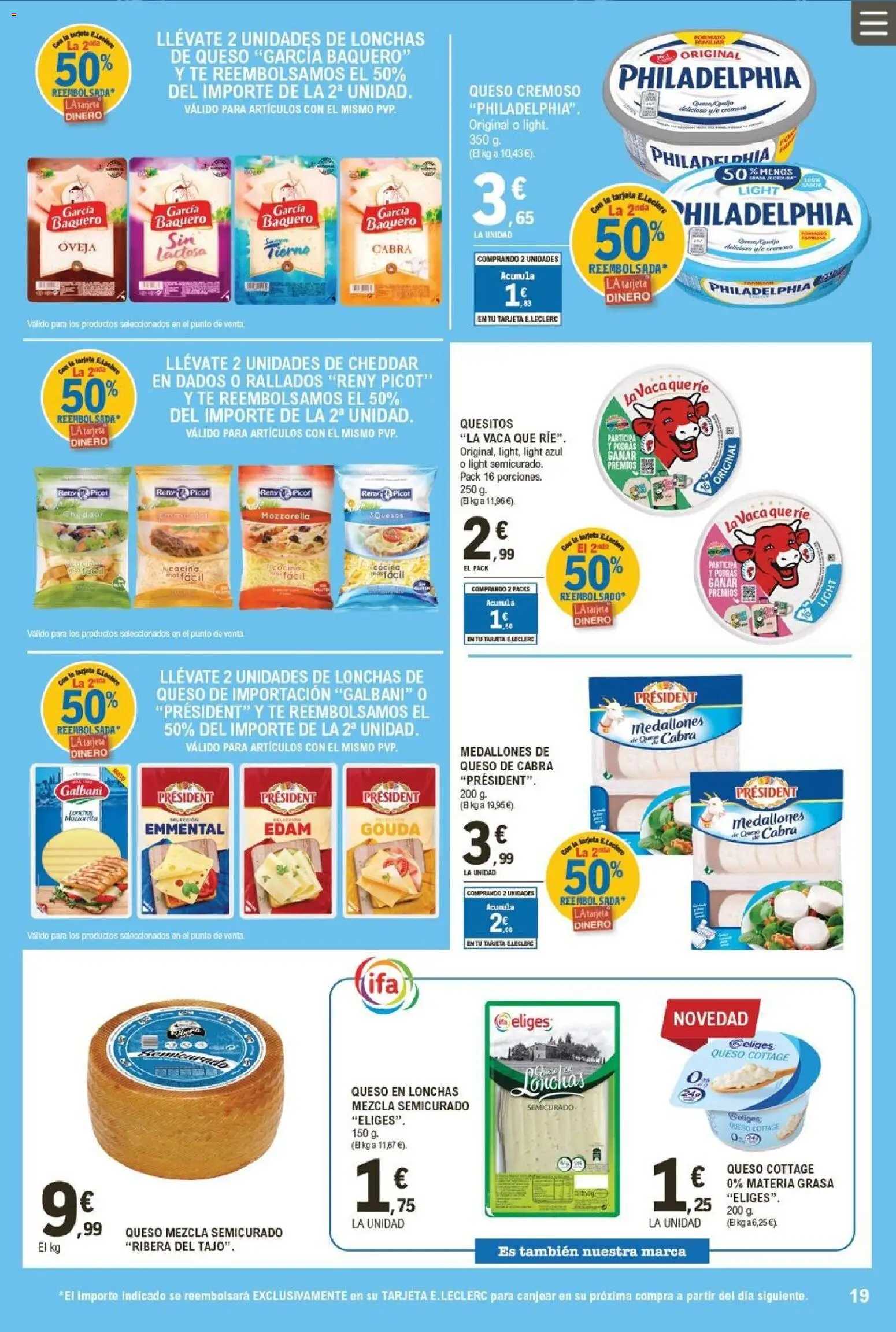 E.Leclerc folleto │ válido desde el 07.01.2026 | Página: 19 | Productos: Medallones, Queso, Té, Queso cottage