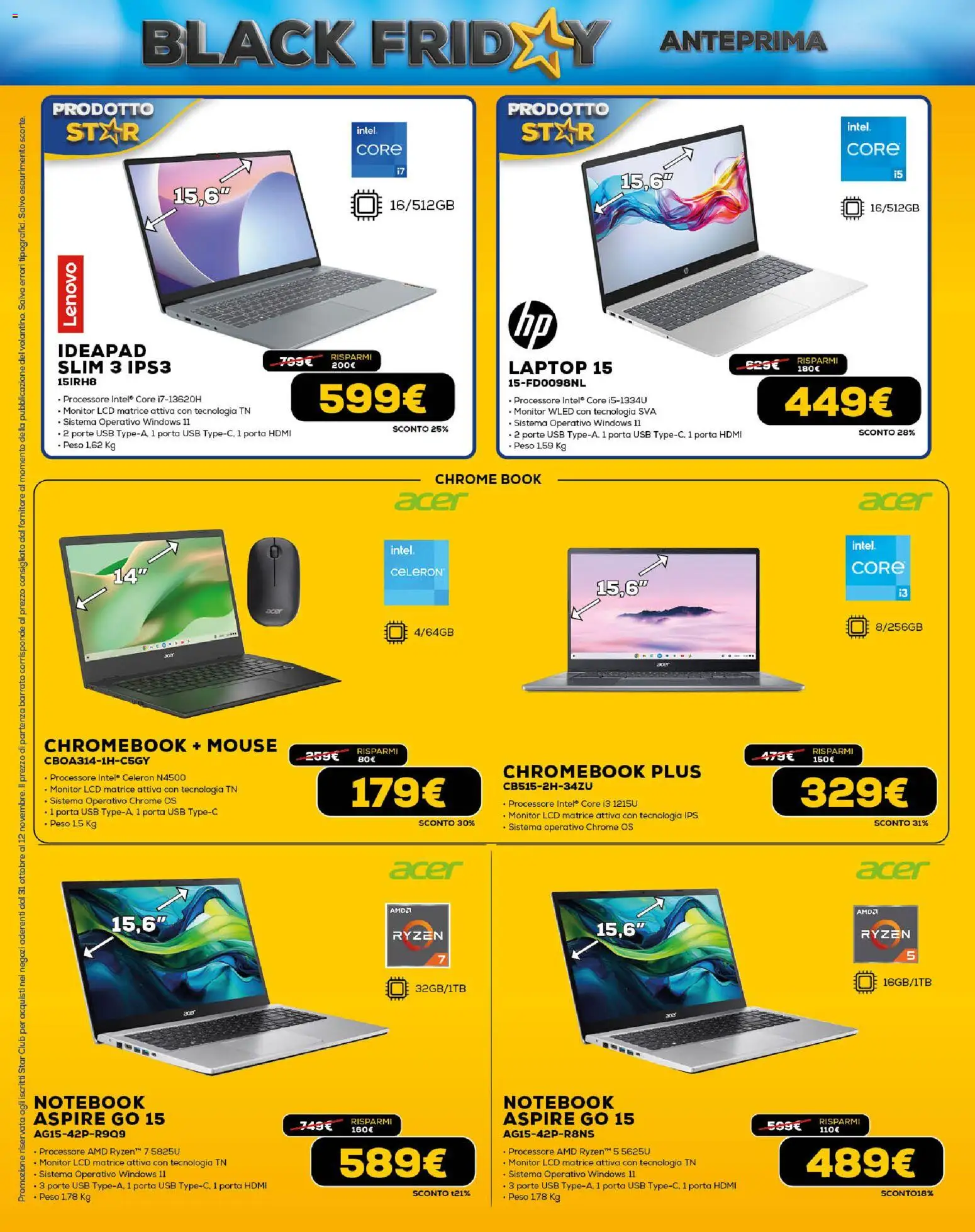 Volantino Euronics del 31.10.2025 | Pagina: 10 | Prodotti: Monitor, Laptop, Mouse, USB