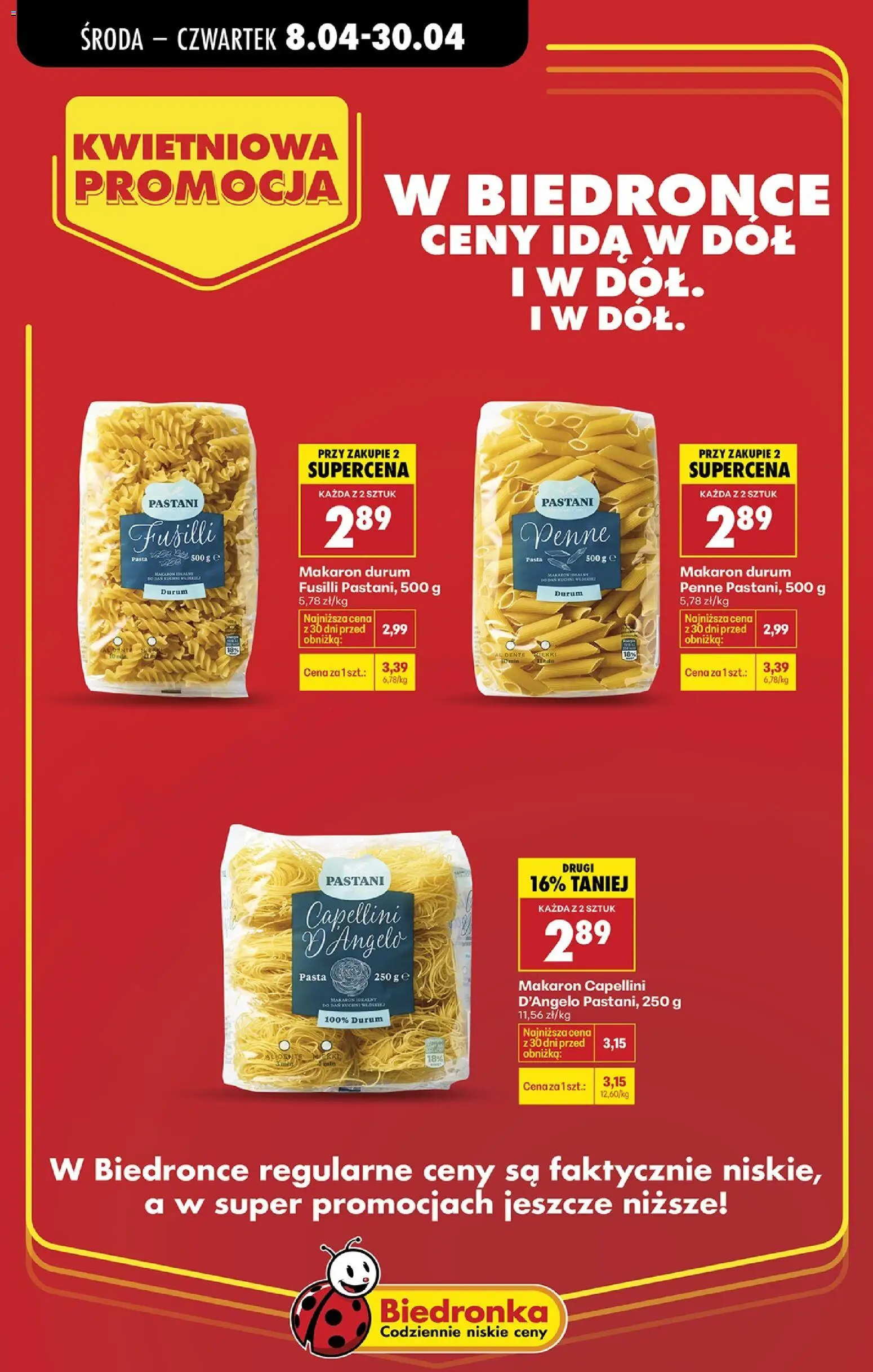 Biedronka gazetka - Kwietniowa promocja od 08.04.2026 | Strona: 14 | Produkty: Makaron durum, Penne, Makaron