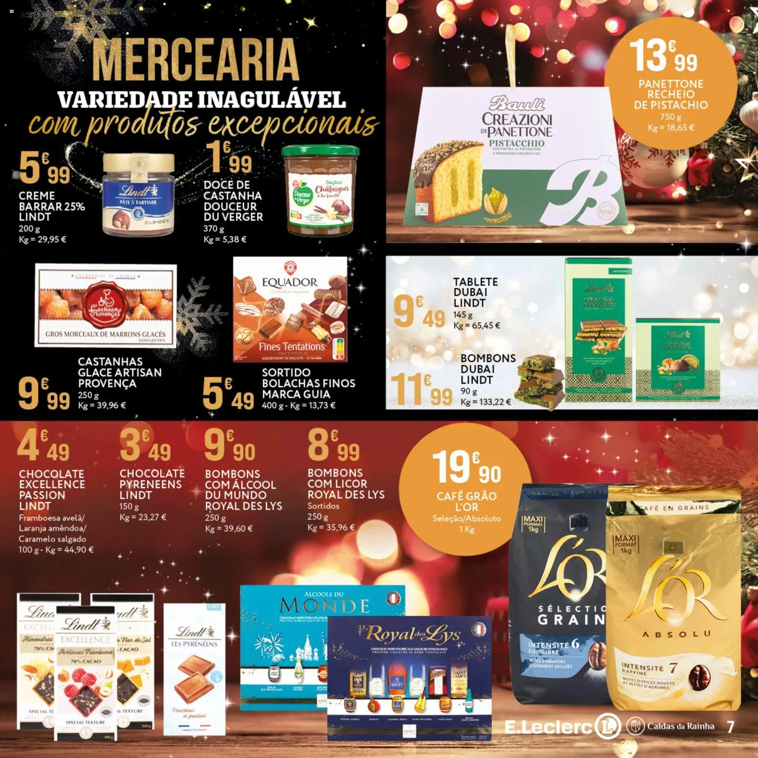 E.Leclerc - Folheto Gourmet Caldas da Rainha │ válido de 16.12.2025 | Página: 7 | Produtos: Bolachas, Castanhas, Licor, Café