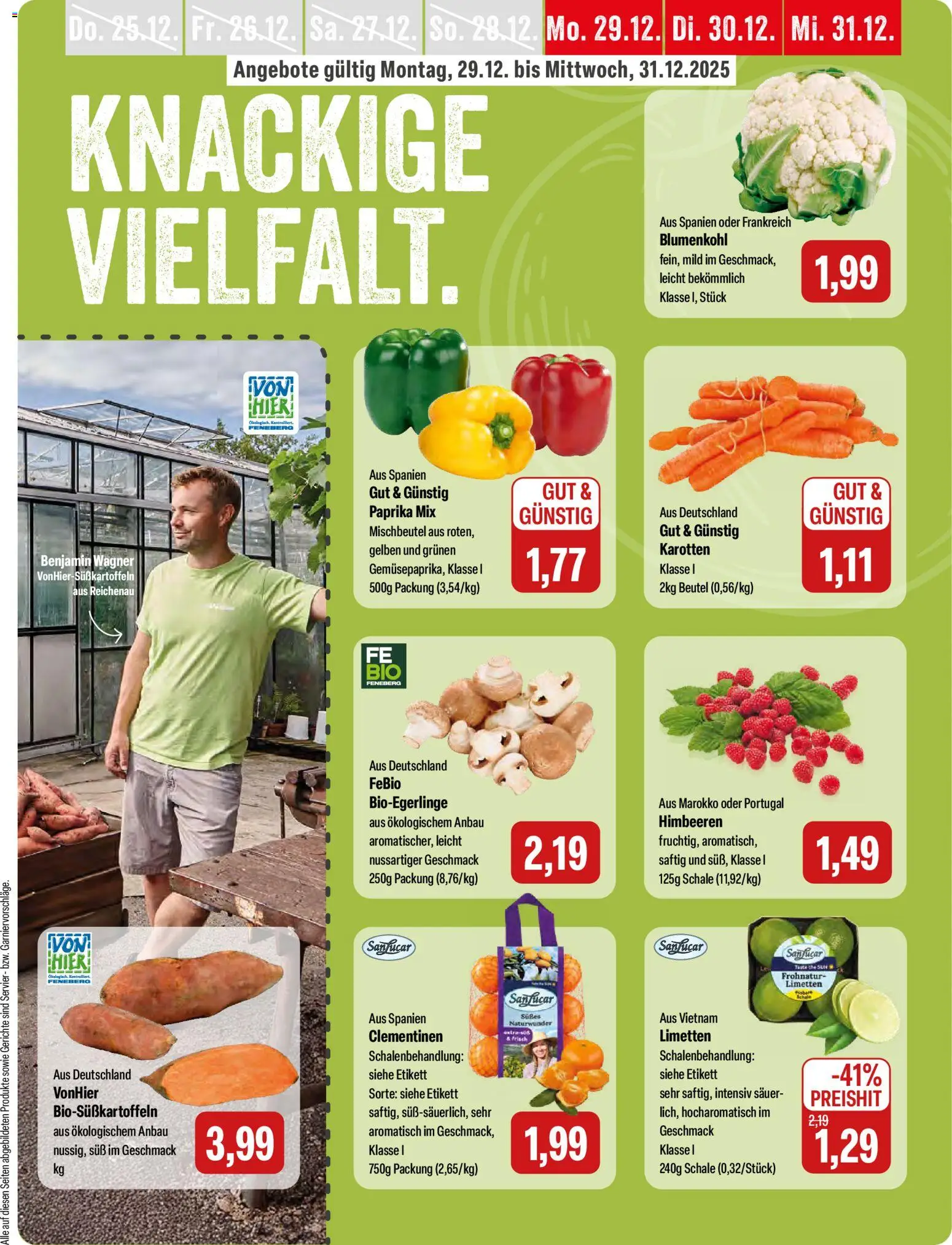 Feneberg Angebote – gültig ab 29.12.2025 | Seite: 5 | Produkte: Himbeeren, Limetten, Paprika, Blumenkohl
