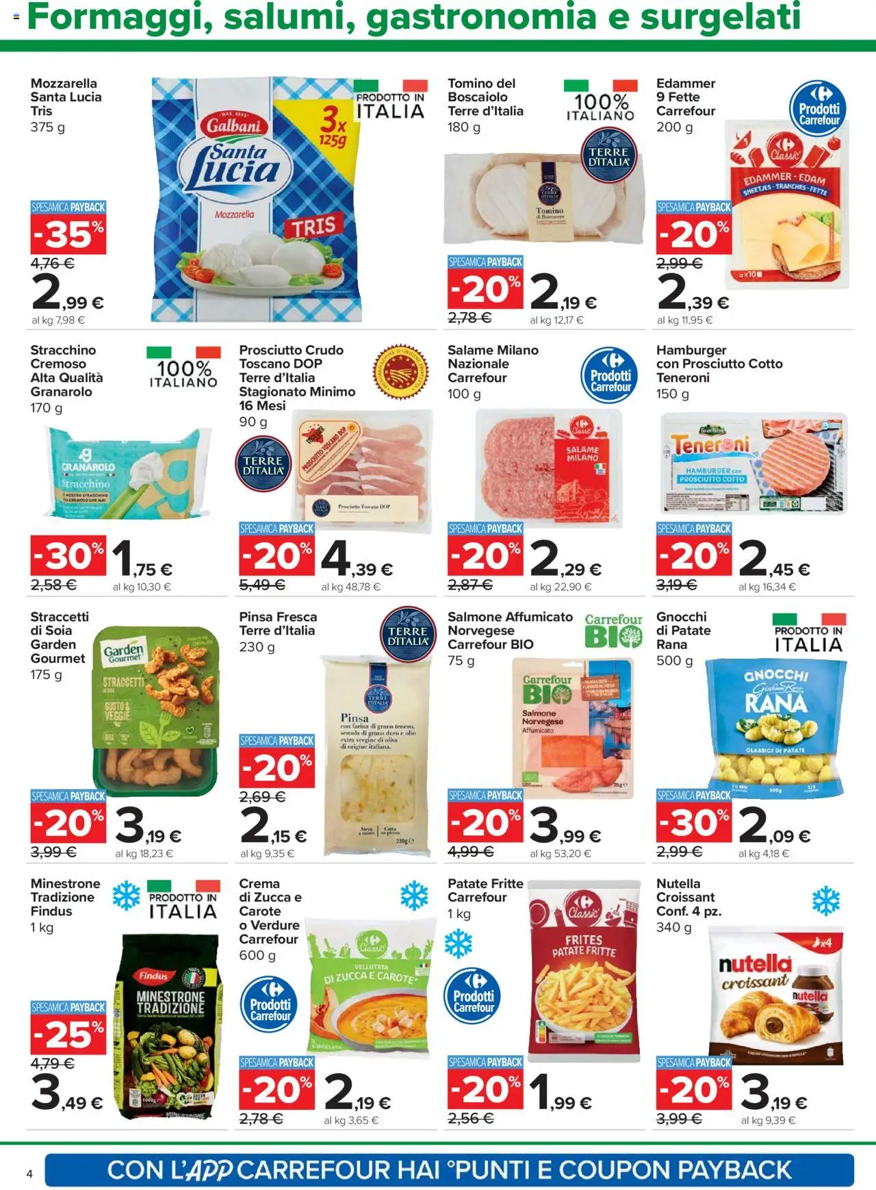 Volantino Carrefour del 24.10.2025 | Pagina: 4 | Prodotti: Prosciutto Cotto, Verdure, Olio, Farina