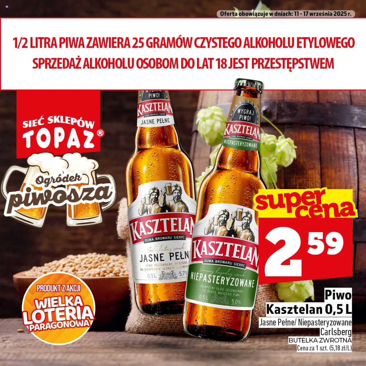 Topaz Gazetka - Ogródek Piwosza od 11.09.2025 | Strona: 1 | Produkty: Piwo
