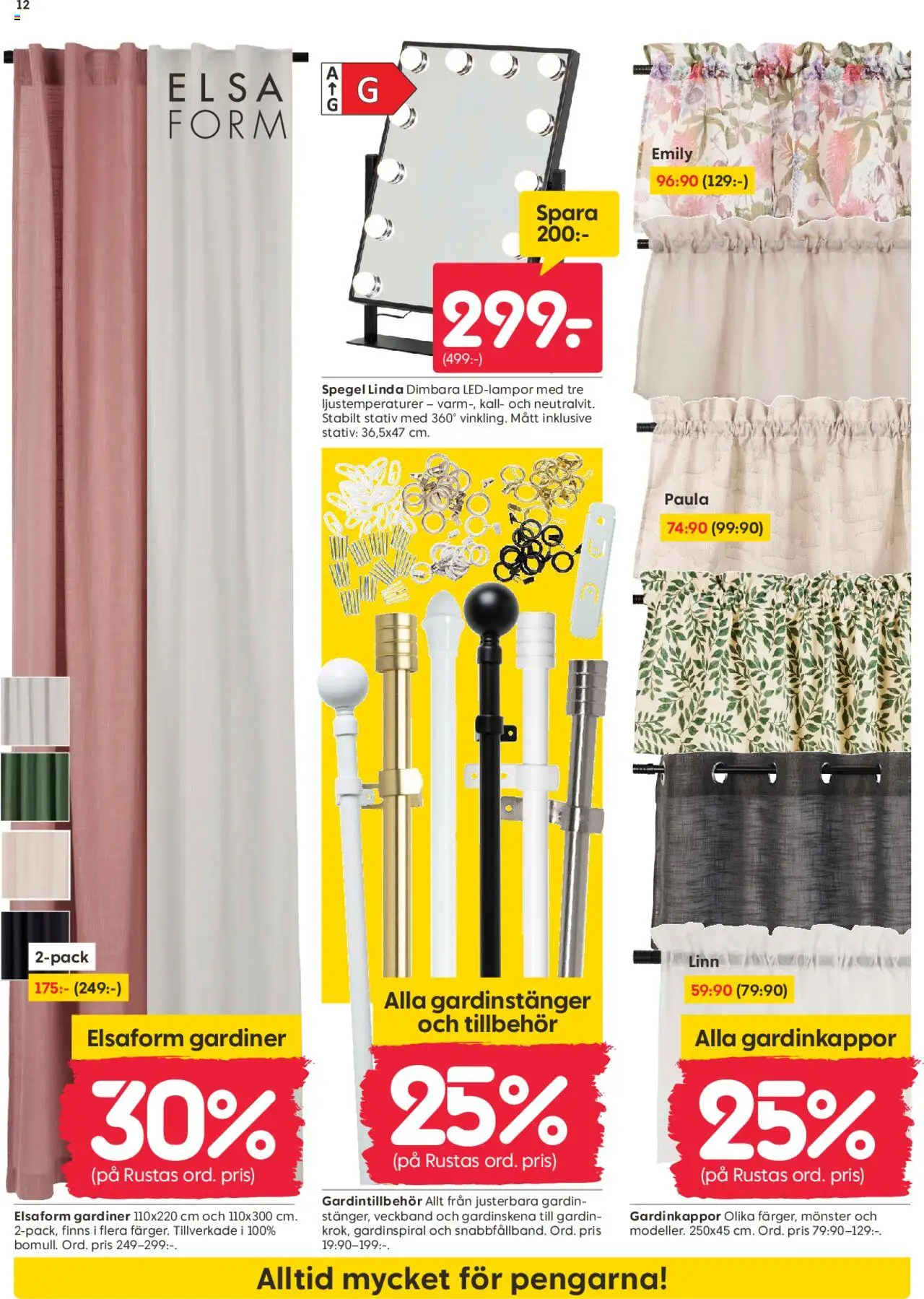 Rusta reklamblad aktuell från 04.08.2025 | Sida: 12 | Produkter: Gardin, Spegel