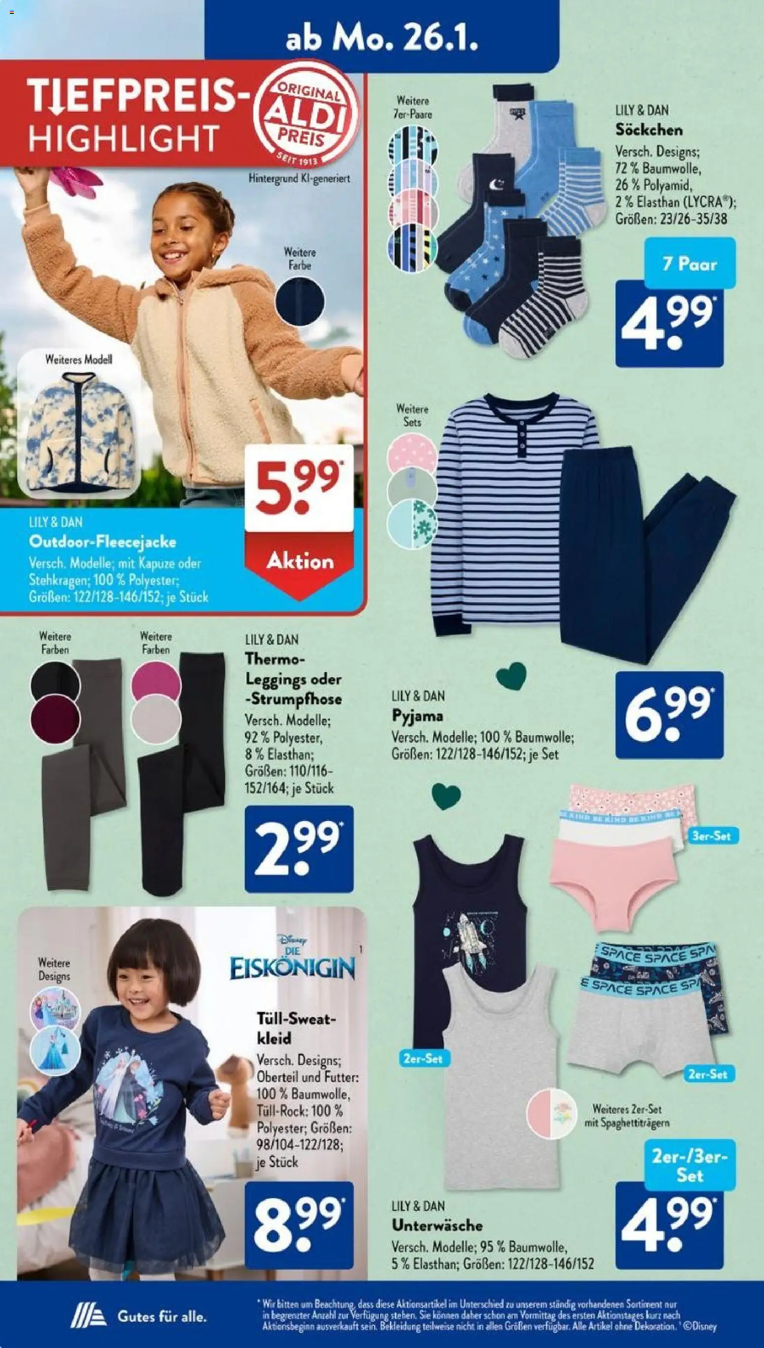 Aldi Süd Prospekt 	 – gültig ab 26.01.2026 | Seite: 6 | Produkte: Bekleidung, Unterwäsche, Leggings, Strumpfhose
