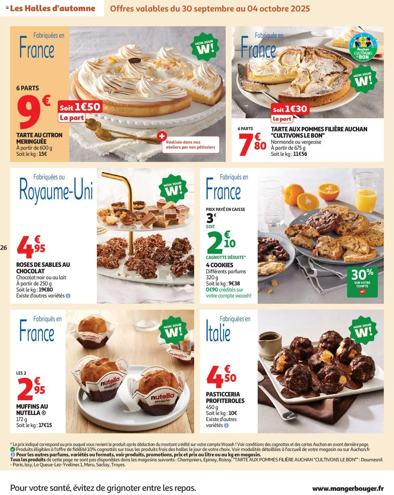{H1} | Page: 26 | Produits: Muffins, Nutella, Chocolat, Pommes