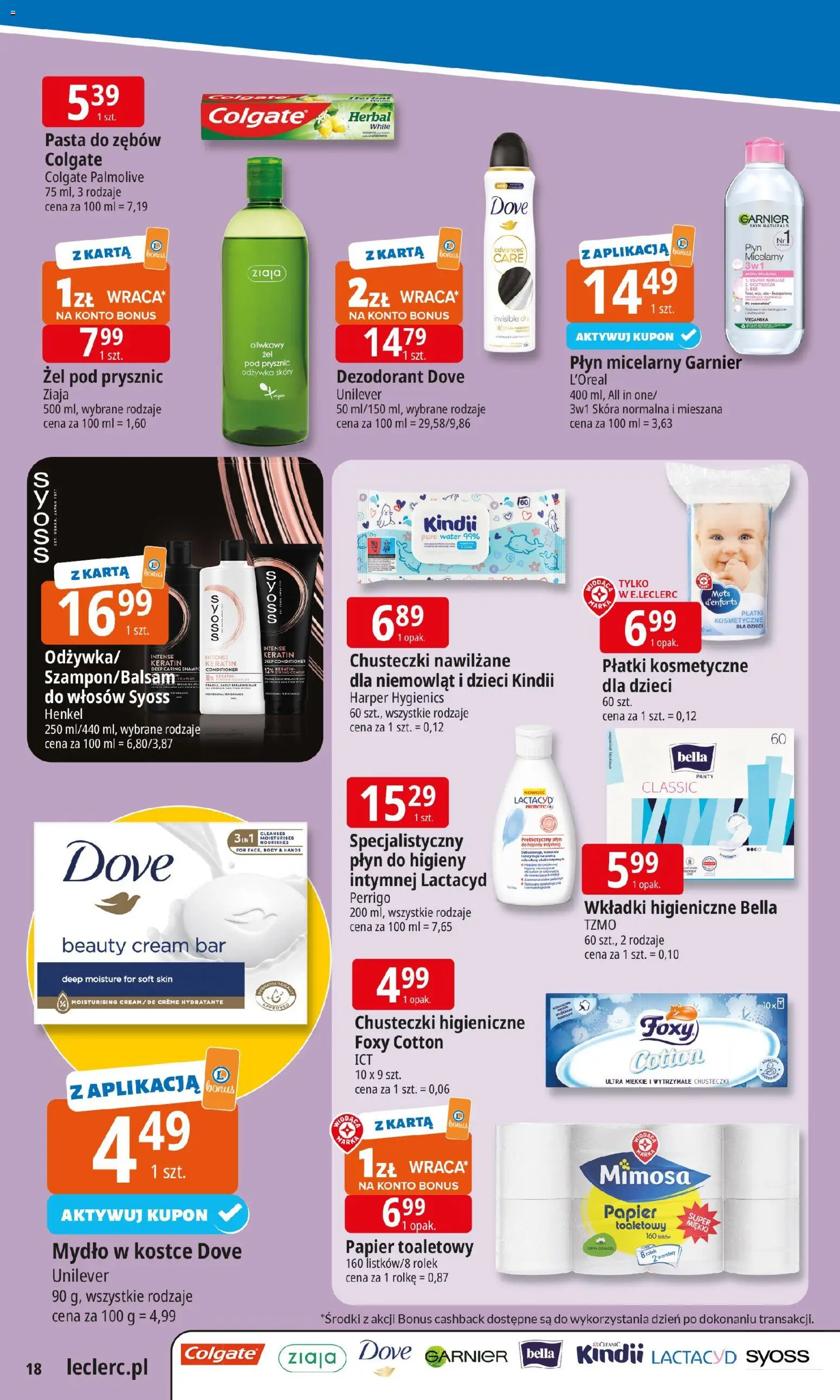 E.Leclerc Gazetka - Warszawa Jerozolimskie od 10.11.2025 | Strona: 18 | Produkty: Prysznic, Body, Płatki kosmetyczne, Pasta do zębów