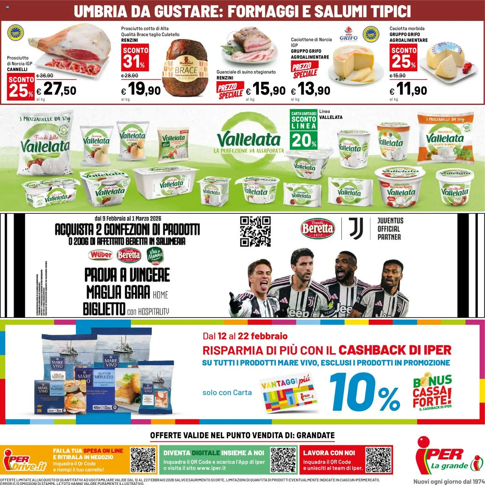 Volantino Iper del 12.02.2026 | Pagina: 40 | Prodotti: Prosciutto Cotto, Merluzzo, Latte, Carrello