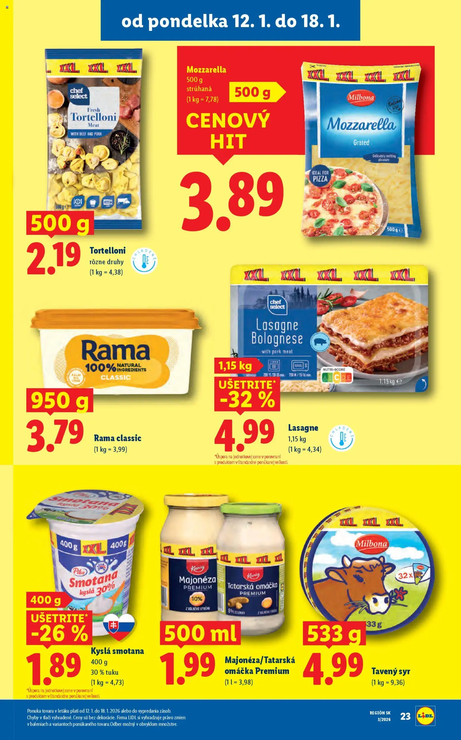 Nové Lidl akcie – leták je platný od 15.01.2026 | Strana: 57 | Produkty: Pizza, Smotana, Mozzarella, Lasagne