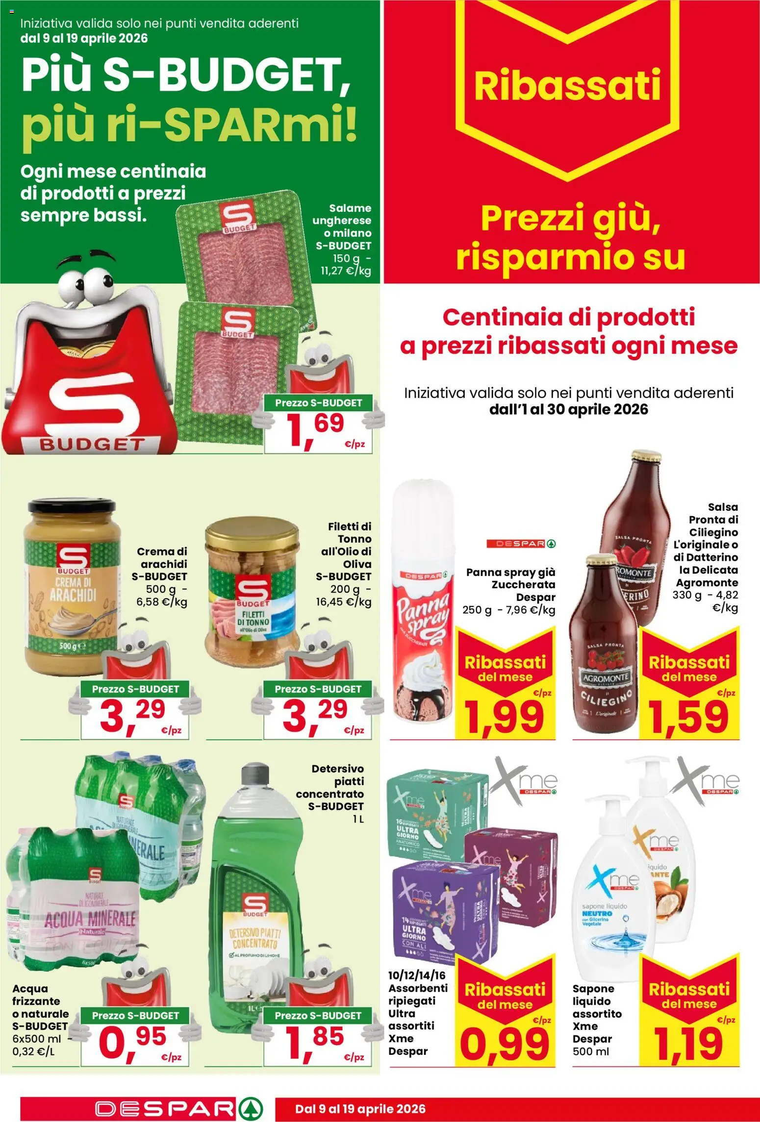 Volantino Despar del 09.04.2026 | Pagina: 10 | Prodotti: Crema, Panna, Acqua, Arachidi